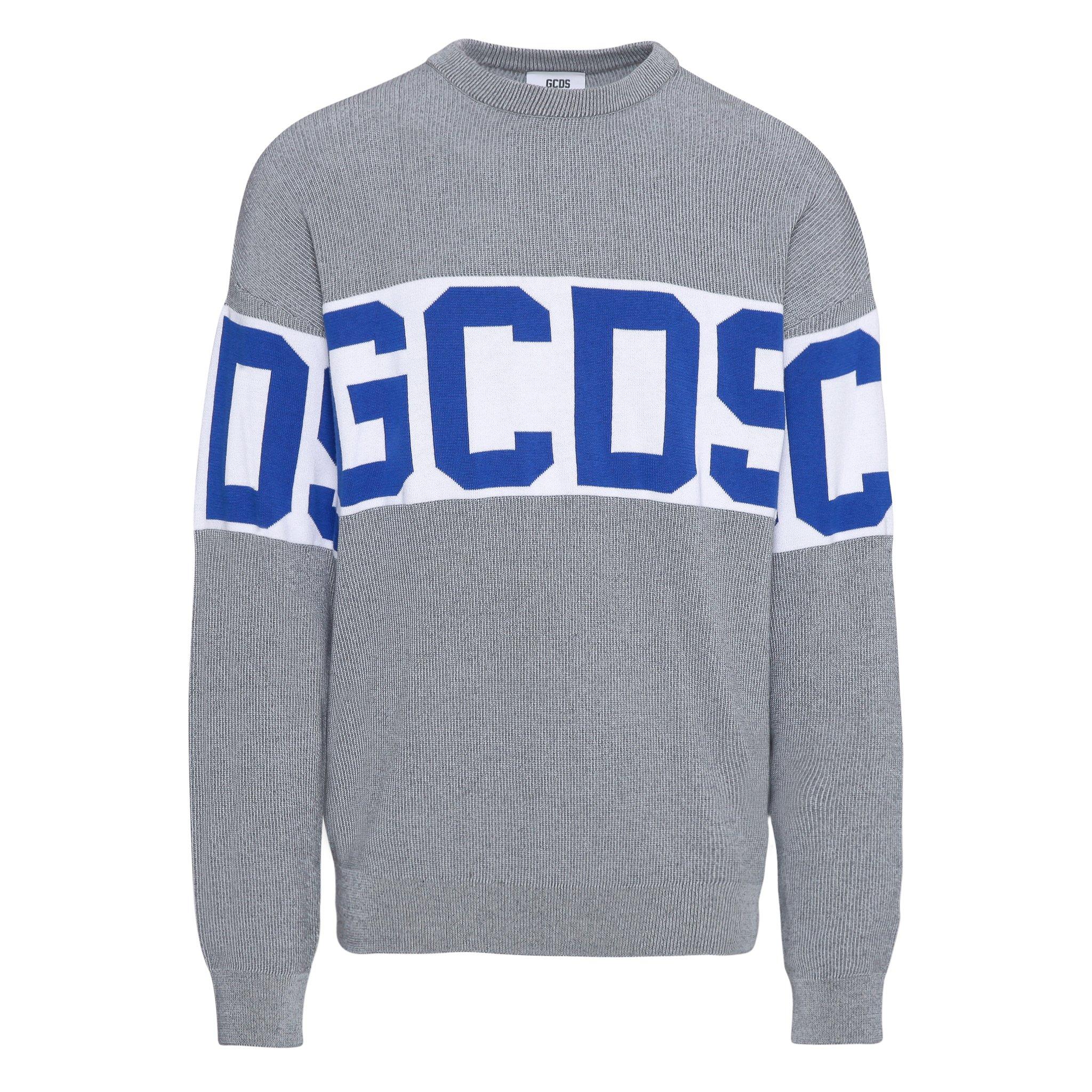 Gcds Cotton Logo Sweater in Grey (Gray) for Men - Lyst