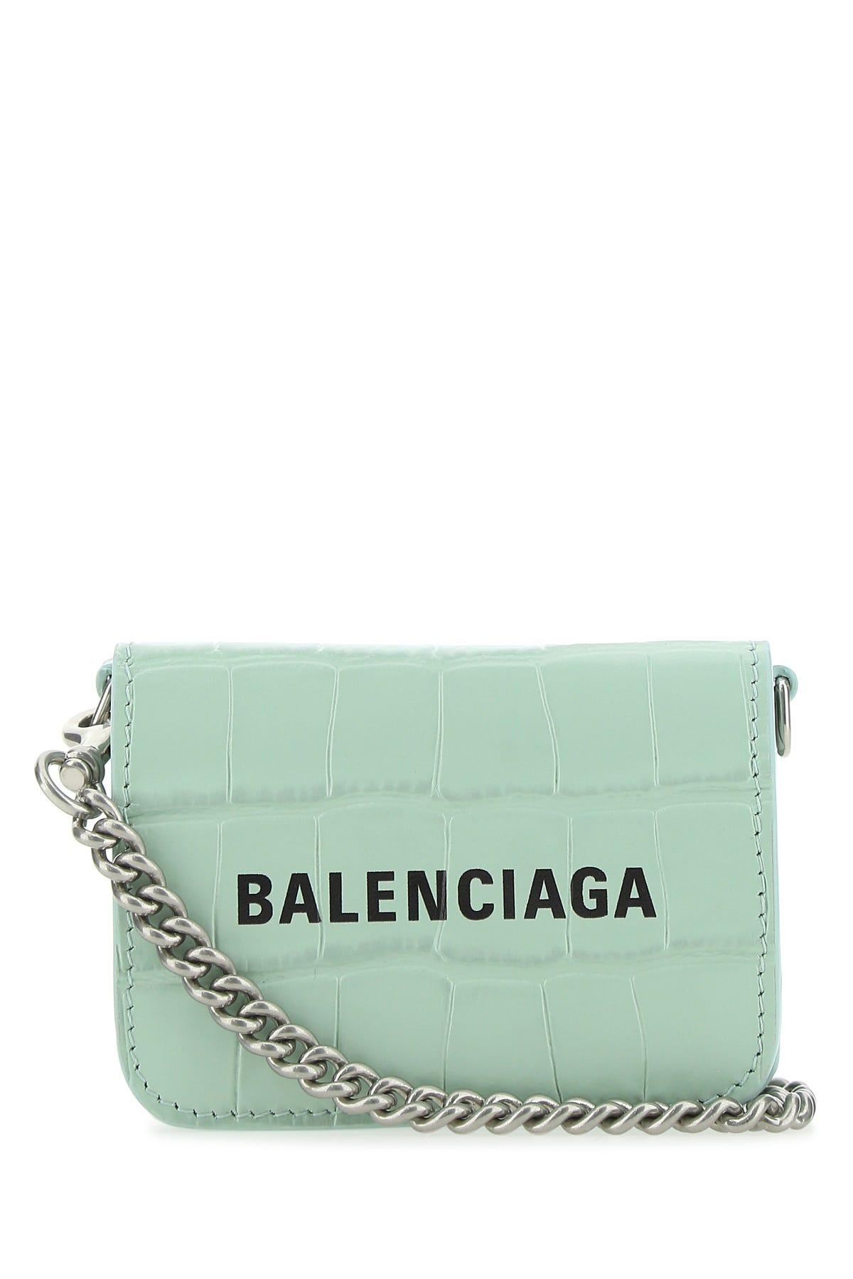 Balenciaga Mint Leather Mini Wallet in Green | Lyst