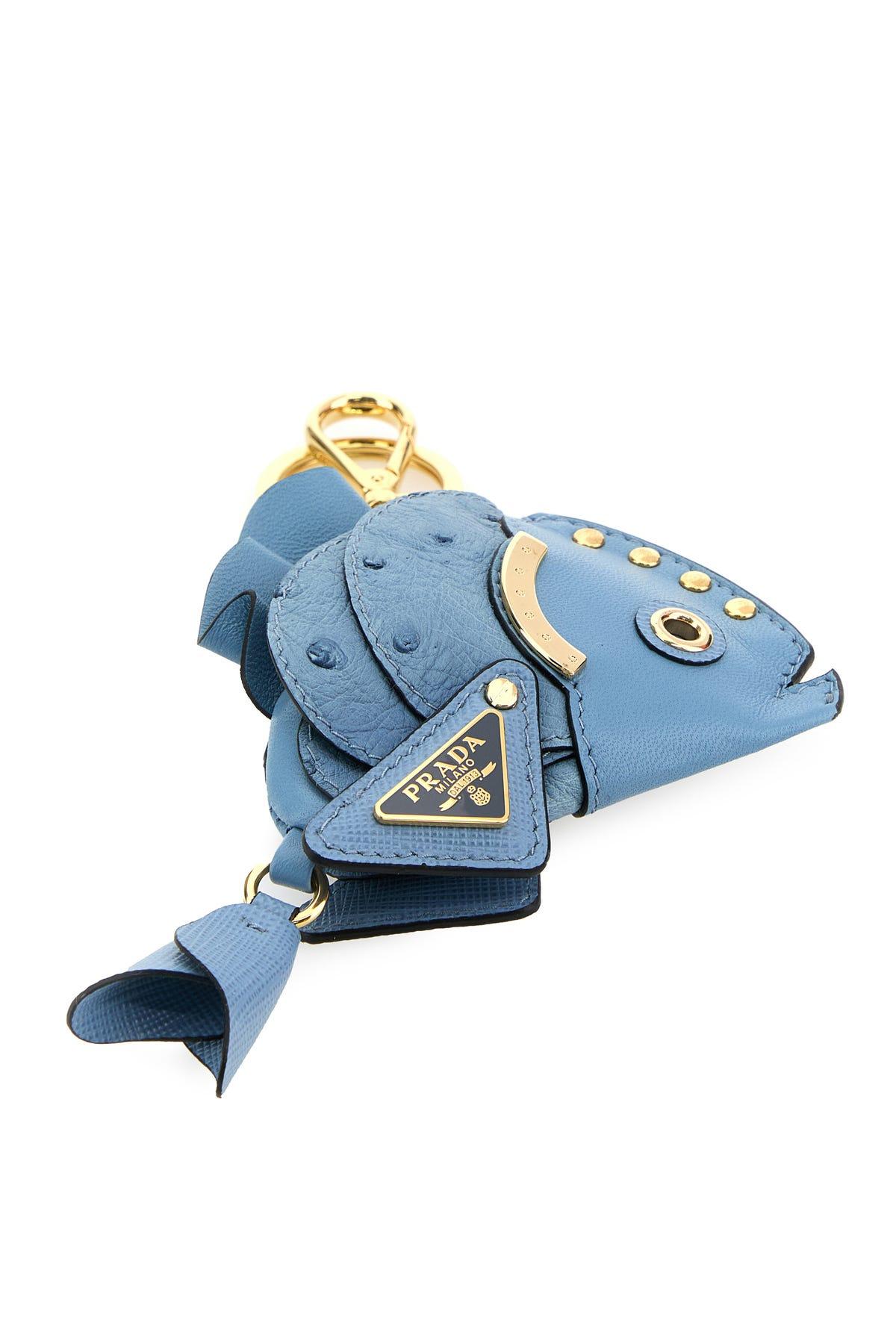 キーホルダー・キーリング Prada Cerulean Blue Leather Key Ring Prada Cerulean Blue Leather Key Ring | Balardi