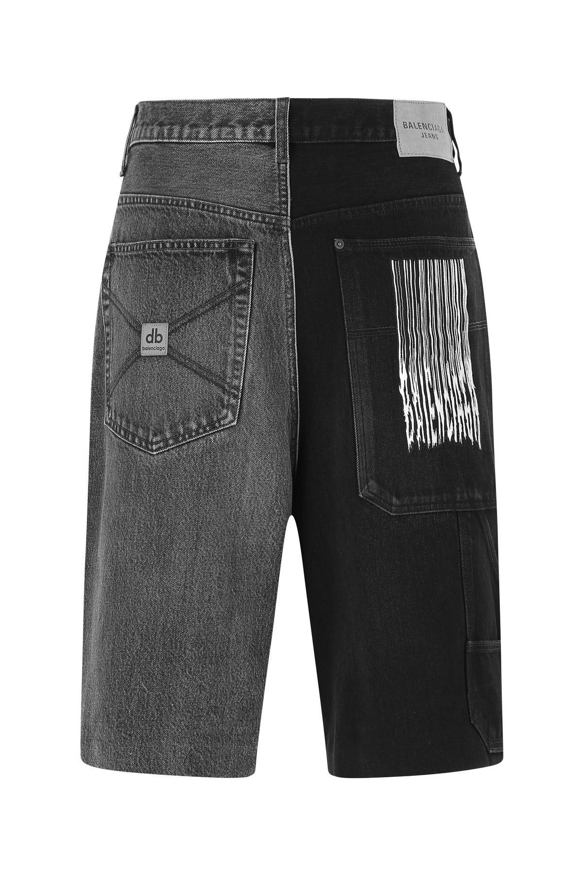 Balenciaga Two-tone Denim Bermuda Shorts in Black for Men | Lyst