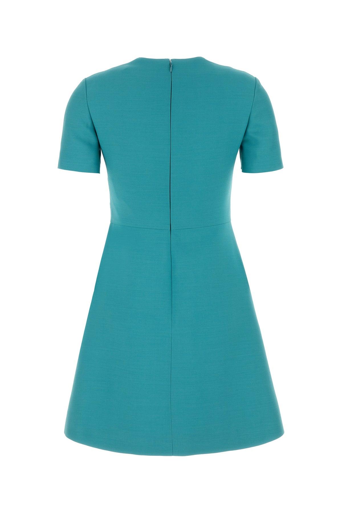 ワンピース Valentino Garavani Turquoise Wool Blend Dress Valentino Garavani Women Turquoise Wool Blend Dress In