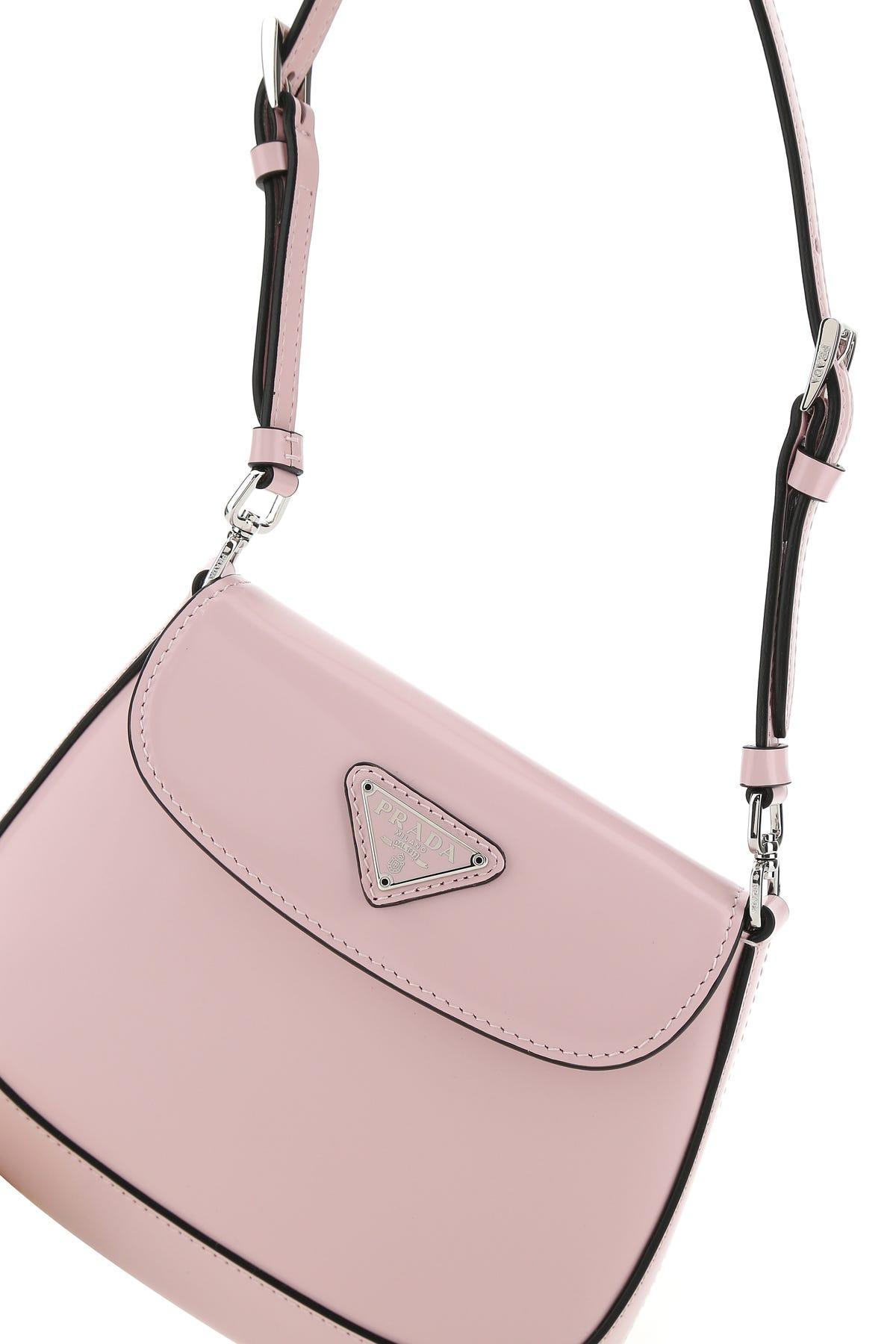 Prada Cleo Brushed Leather Mini Bag In Alabaster Pink