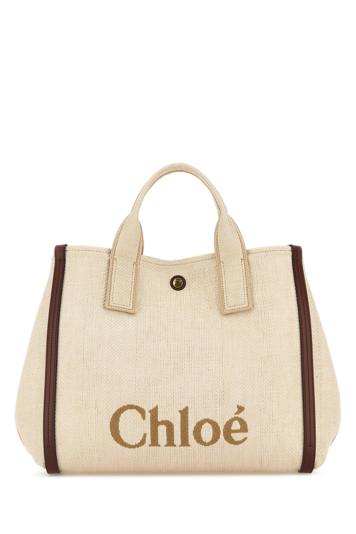 トートバッグ Chloe Sand Fabric Medium Chloe Carry Shopping Bag Chloé Sand Fabric Medium Chloé Carry Shopping Bag in Natural