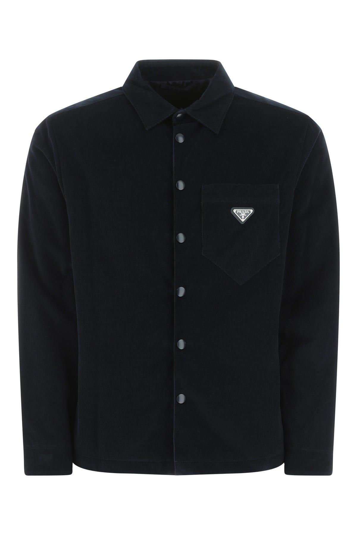 Prada Midnight Corduroy Shirt in Black 