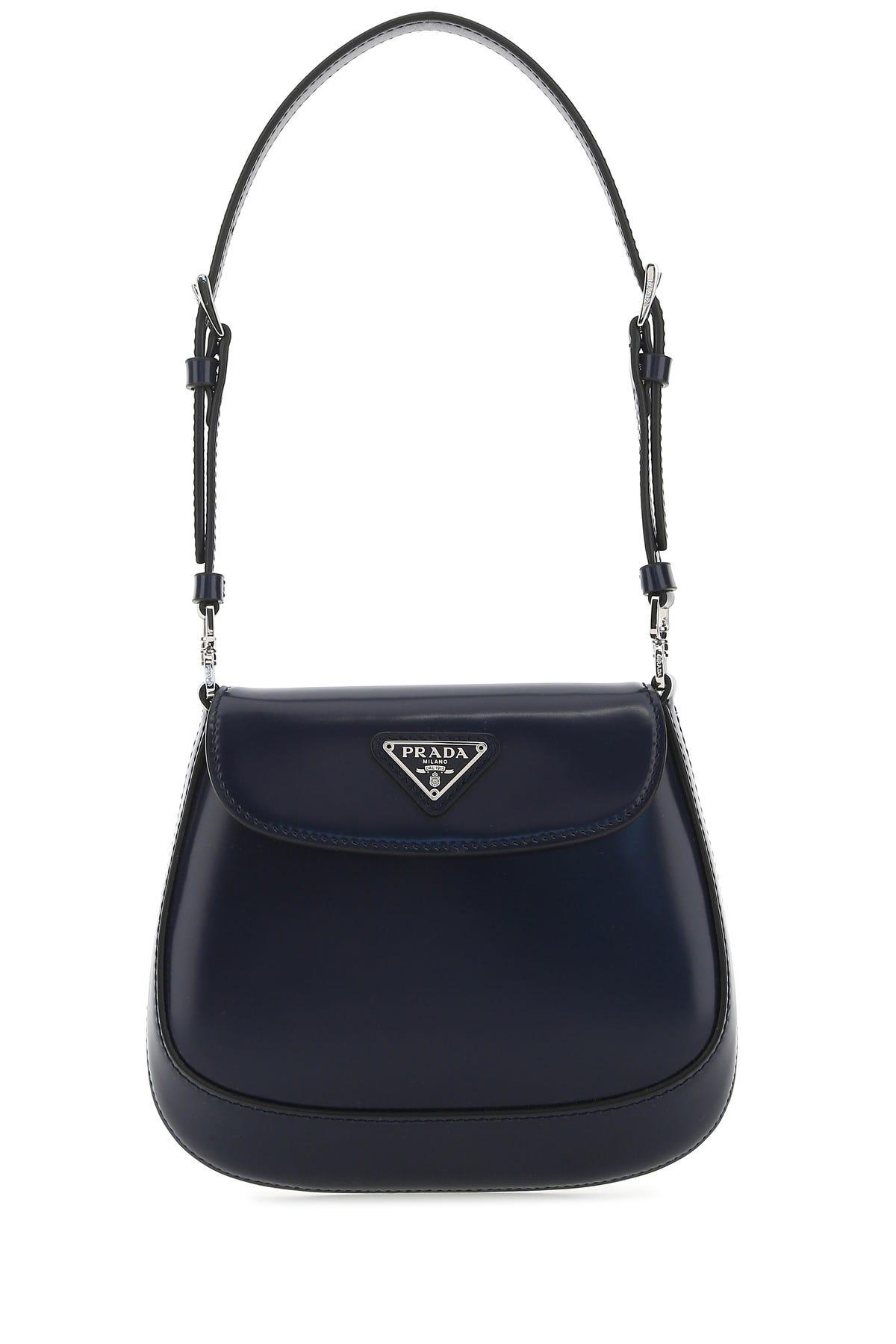 Black Prada Cleo Brushed Leather Shoulder Bag With Flap