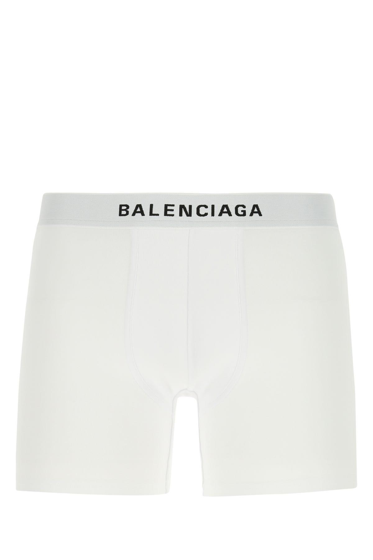 Balenciaga Stretch Cotton Boxer in White for Men | Lyst