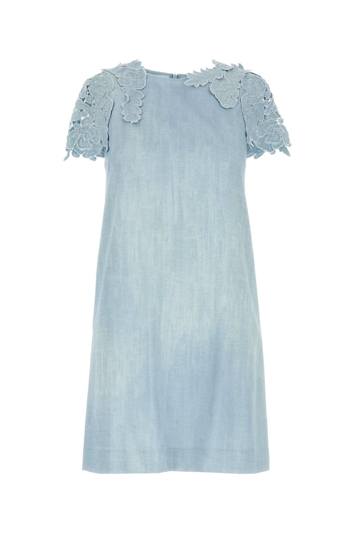 ワンピース ERMANNO SCERVINO Light blue viscose mini dress Ermanno Scervino Light Viscose Mini Dress in Blue | Lyst