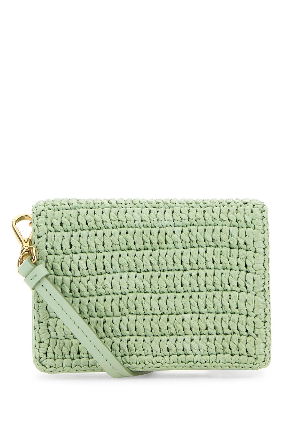 財布・小物その他 PRADA Pastel Green Raffia Card Holder Prada Pastel Raffia Card Holder in Green | Lyst