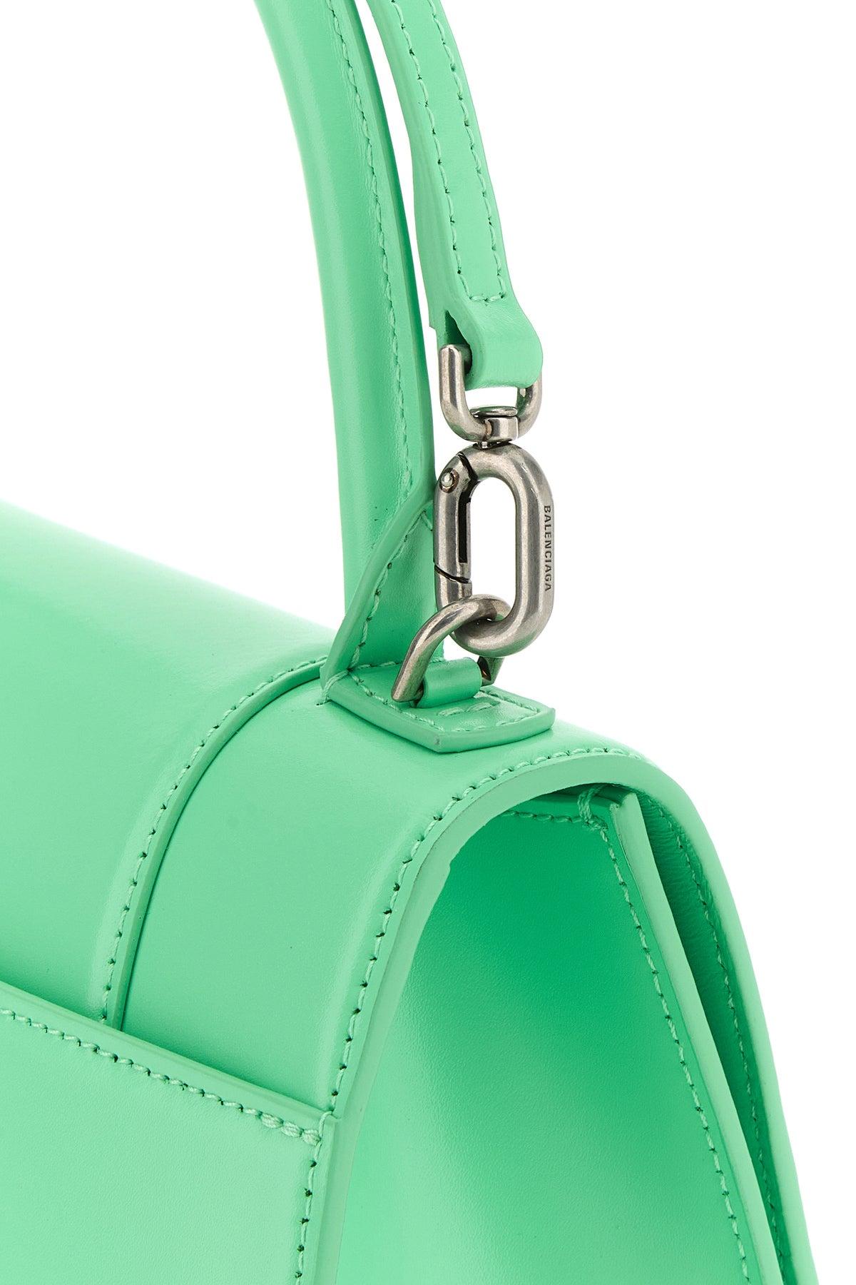 ハンドバッグ BALENCIAGA MINT GREEN LEATHER SMALL HOURGLASS HANDBAG Balenciaga Hourglass Chain Top Handle Bag Crocodile Embossed