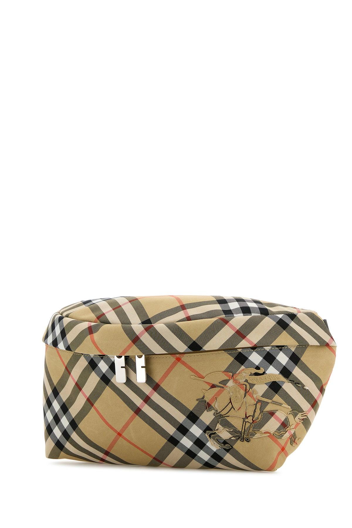 ショルダーバッグ BURBERRY EMBROIDERED FABRIC CHECK BELT BAG Burberry Embroidered Fabric Check Belt Bag in Gray for Men
