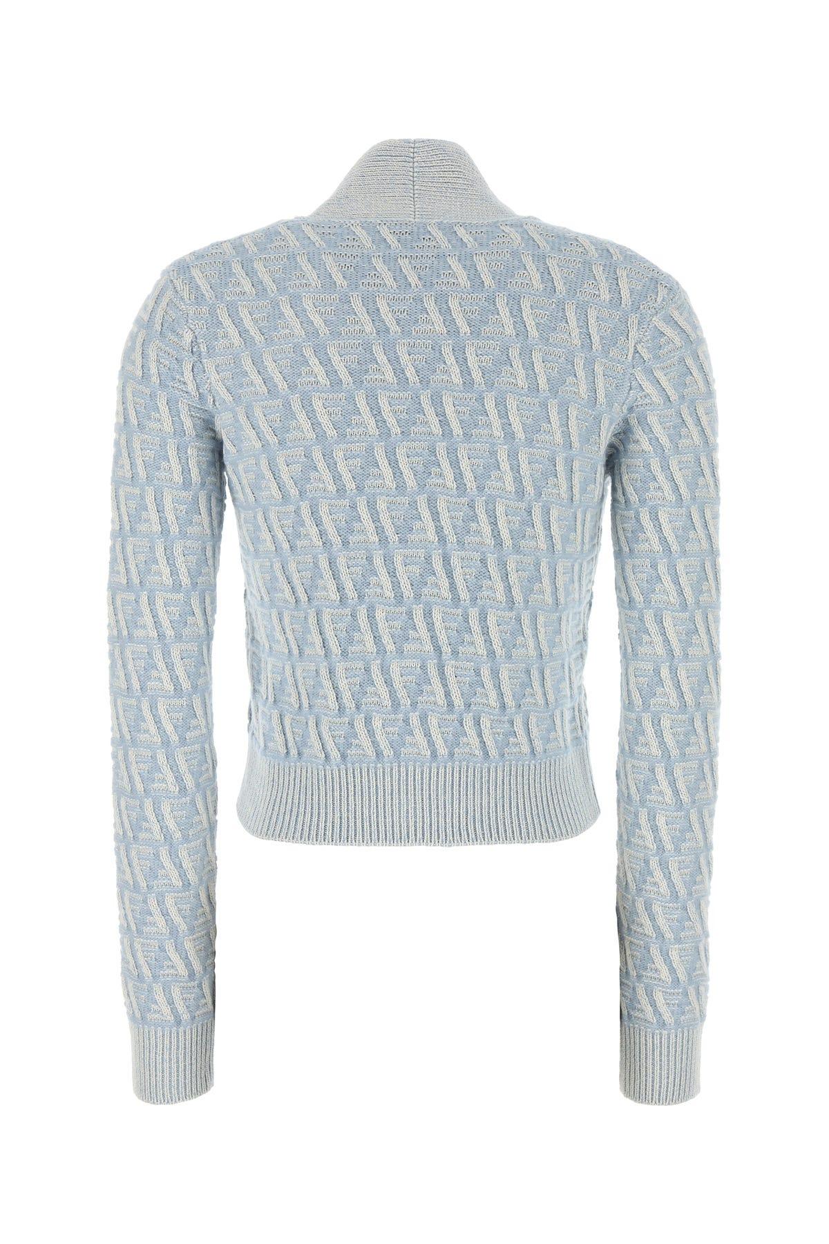 Fendi Ff Cashmere And Wool Cardigan in Blue | Lyst