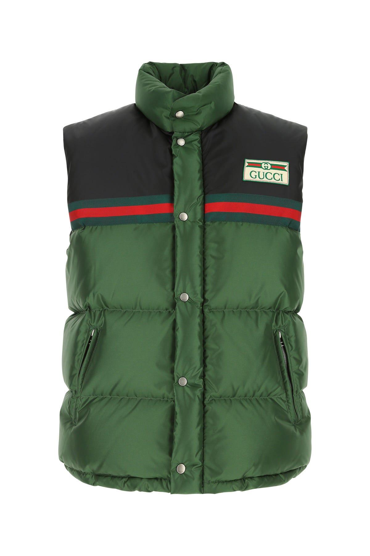 Gucci Multicolor Nylon Sleeveless Down Jacket in Green for Men | Lyst