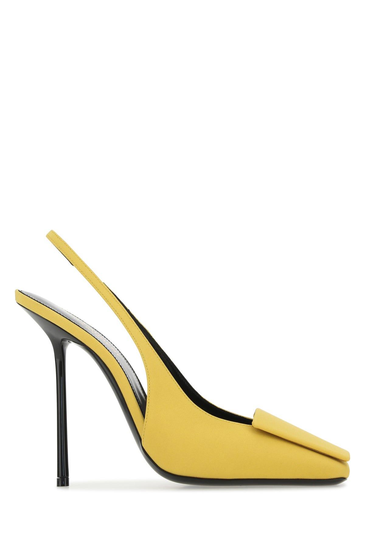 Pollen Yellow Brushed Leather Slingback Pumps | PRADA