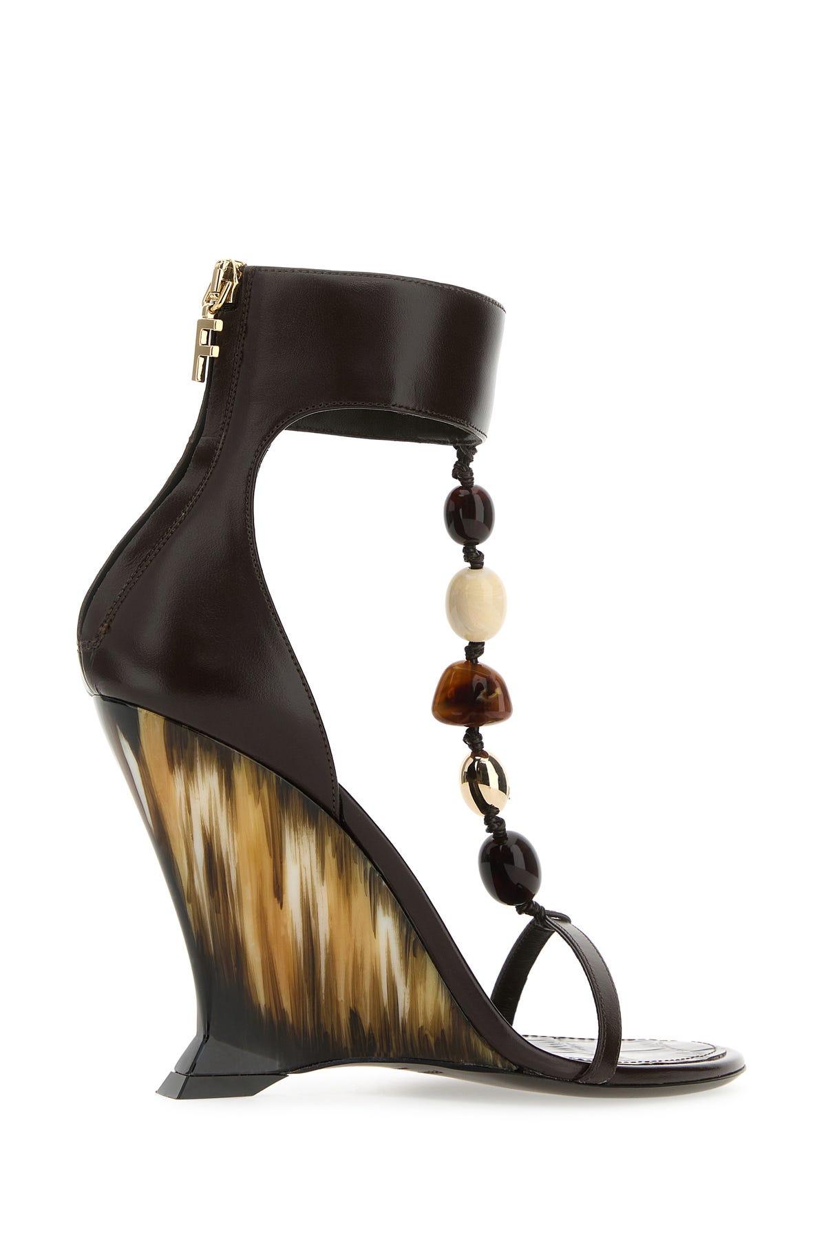 Ferragamo Leather Selene Sandals in Black | Lyst