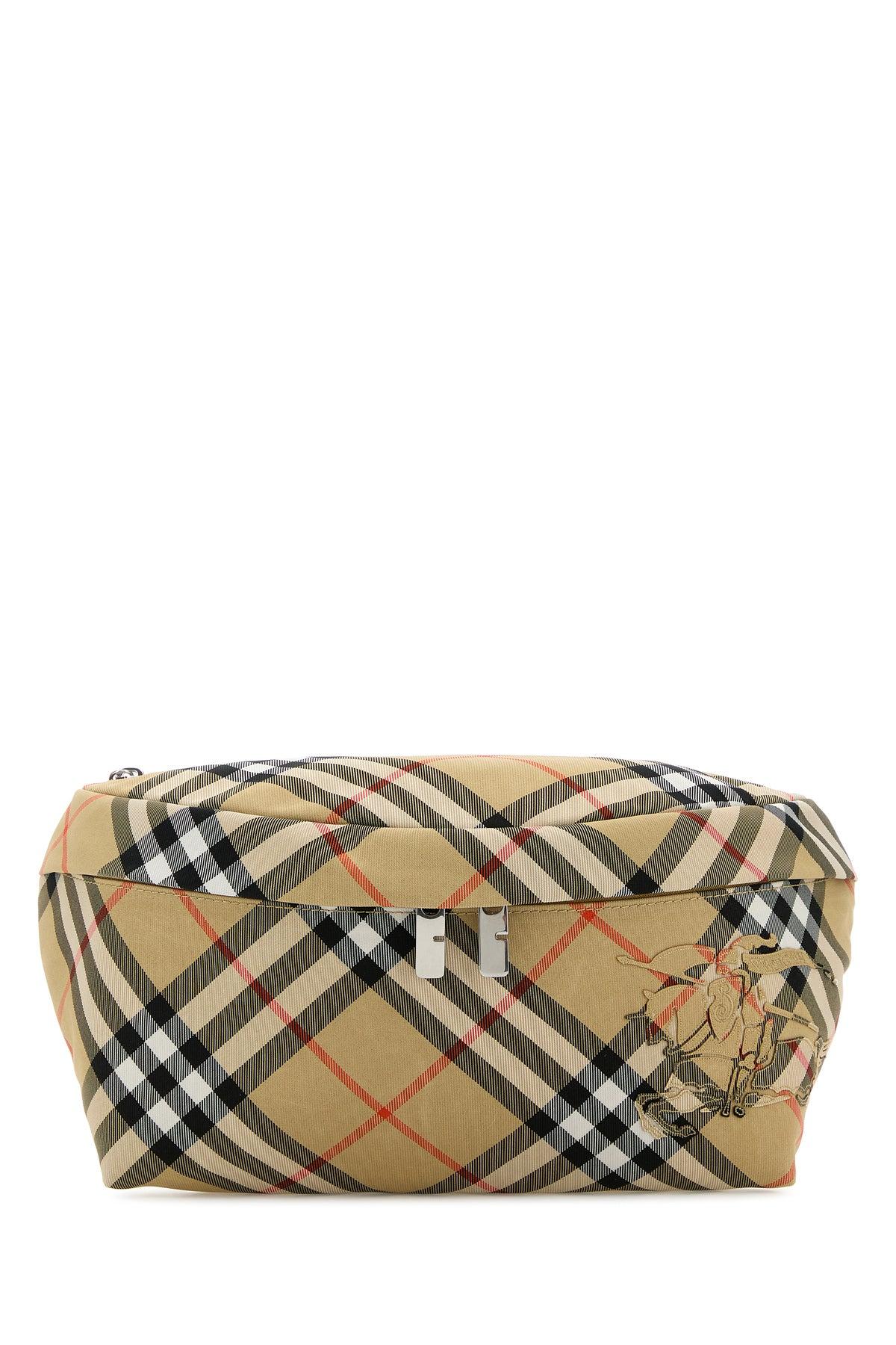 ショルダーバッグ BURBERRY EMBROIDERED FABRIC CHECK BELT BAG Burberry Embroidered Fabric Check Belt Bag in Gray for Men