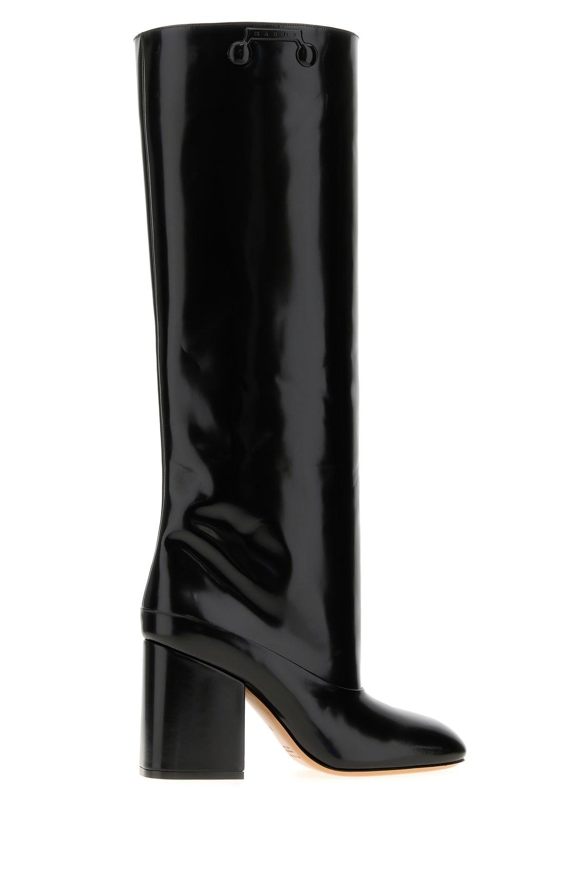 ブーツその他 Marni Block Heel Calf Leather Boots Leather knee-high boots in black - Marni | Mytheresa