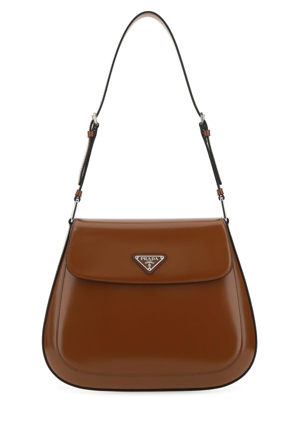 Prada Leather Cleo Shoulder Bag in Brown