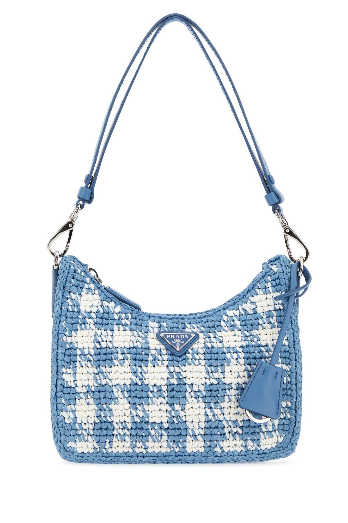 PRADA Ruched Hobo Bag in Blue Nylon