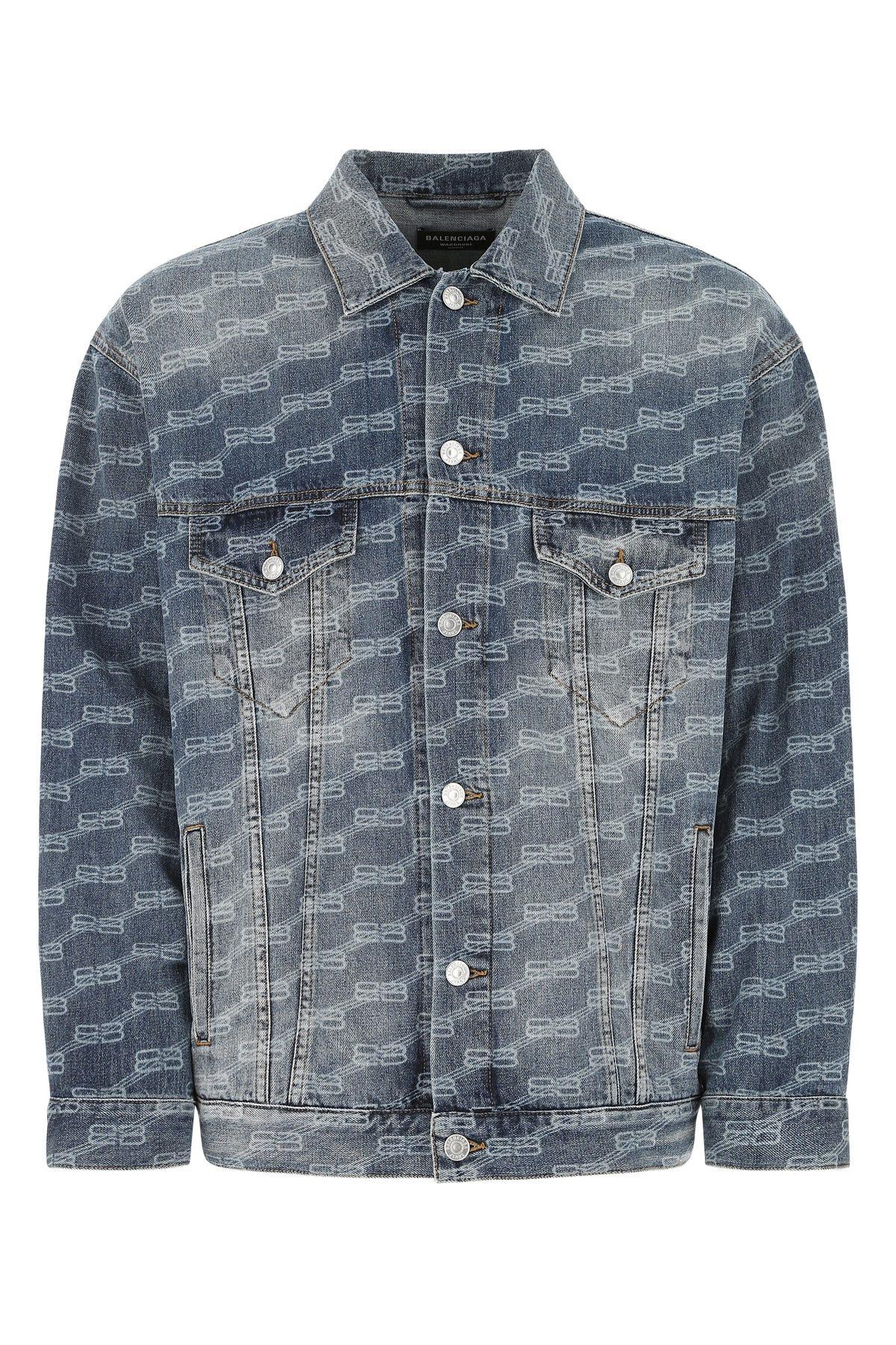 Balenciaga Denim Bb Monogram Jacket in Blue for Men