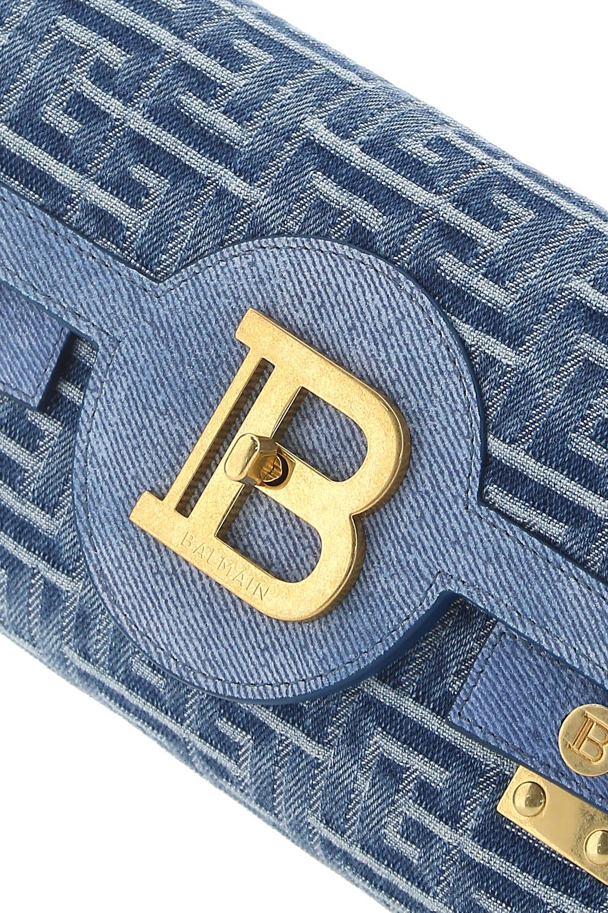 Balmain Denim B-buzz 23 Clutch Bag in Blue | Lyst