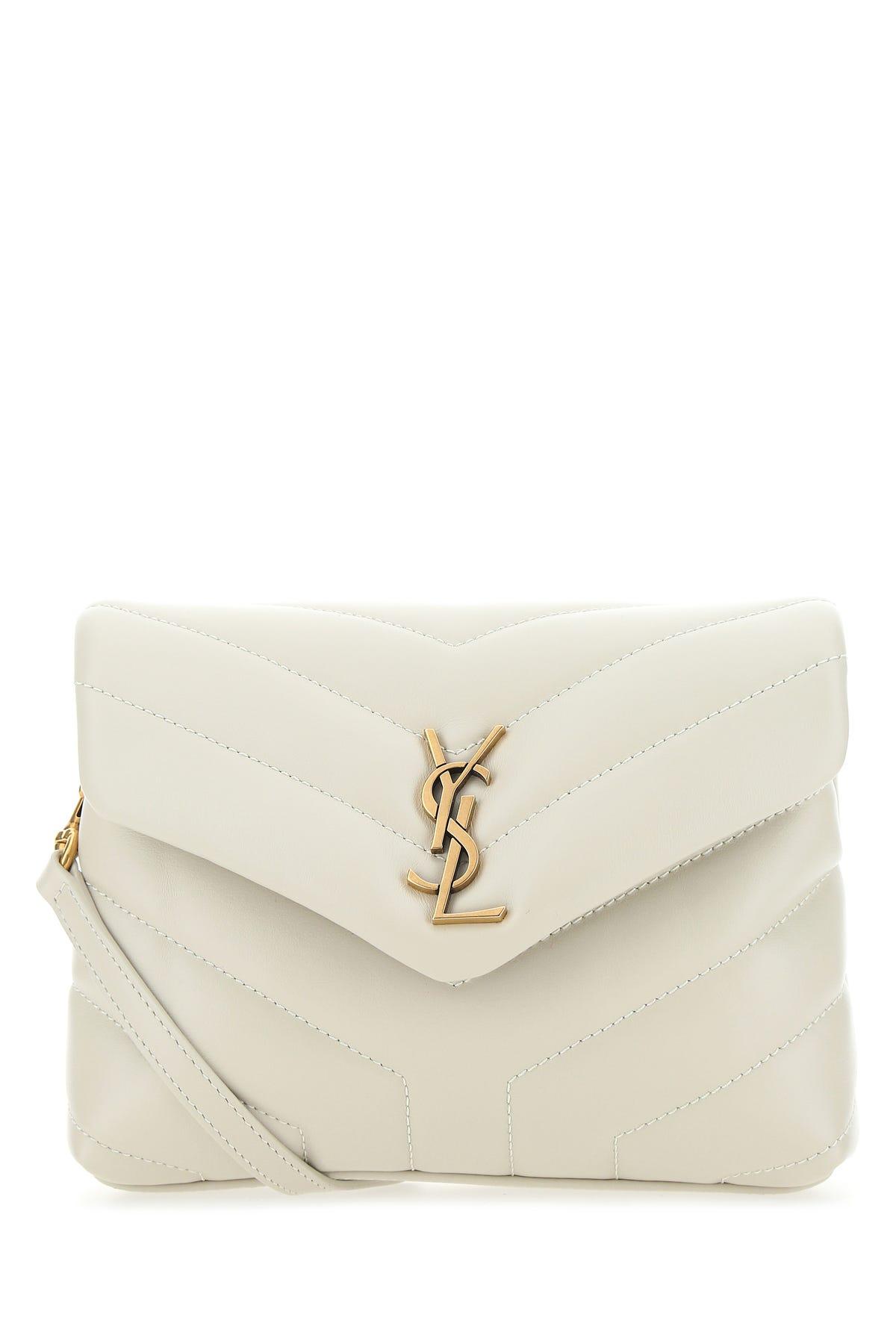 Saint Laurent Chalk Leather Loulou Toy Crossbody Bag in White | Lyst
