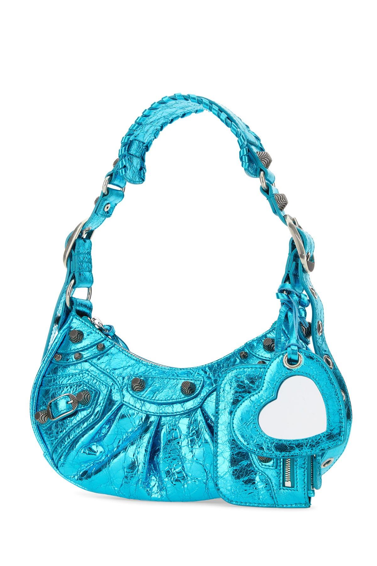 Balenciaga Turquoise Nappa Leather Le Cagole Xs Shoulder Bag in