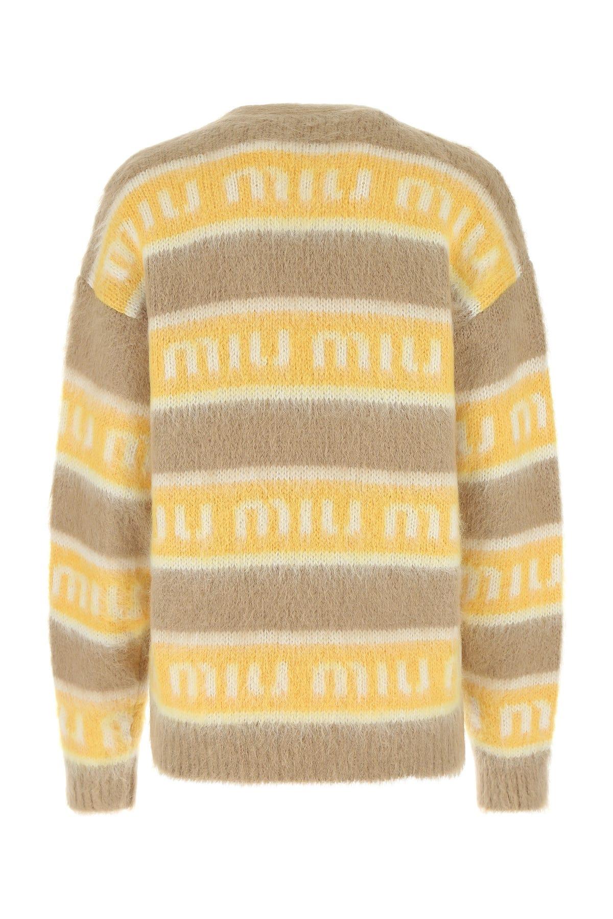 Miu Miu Embroidered Wool Oversize Cardigan in Yellow | Lyst