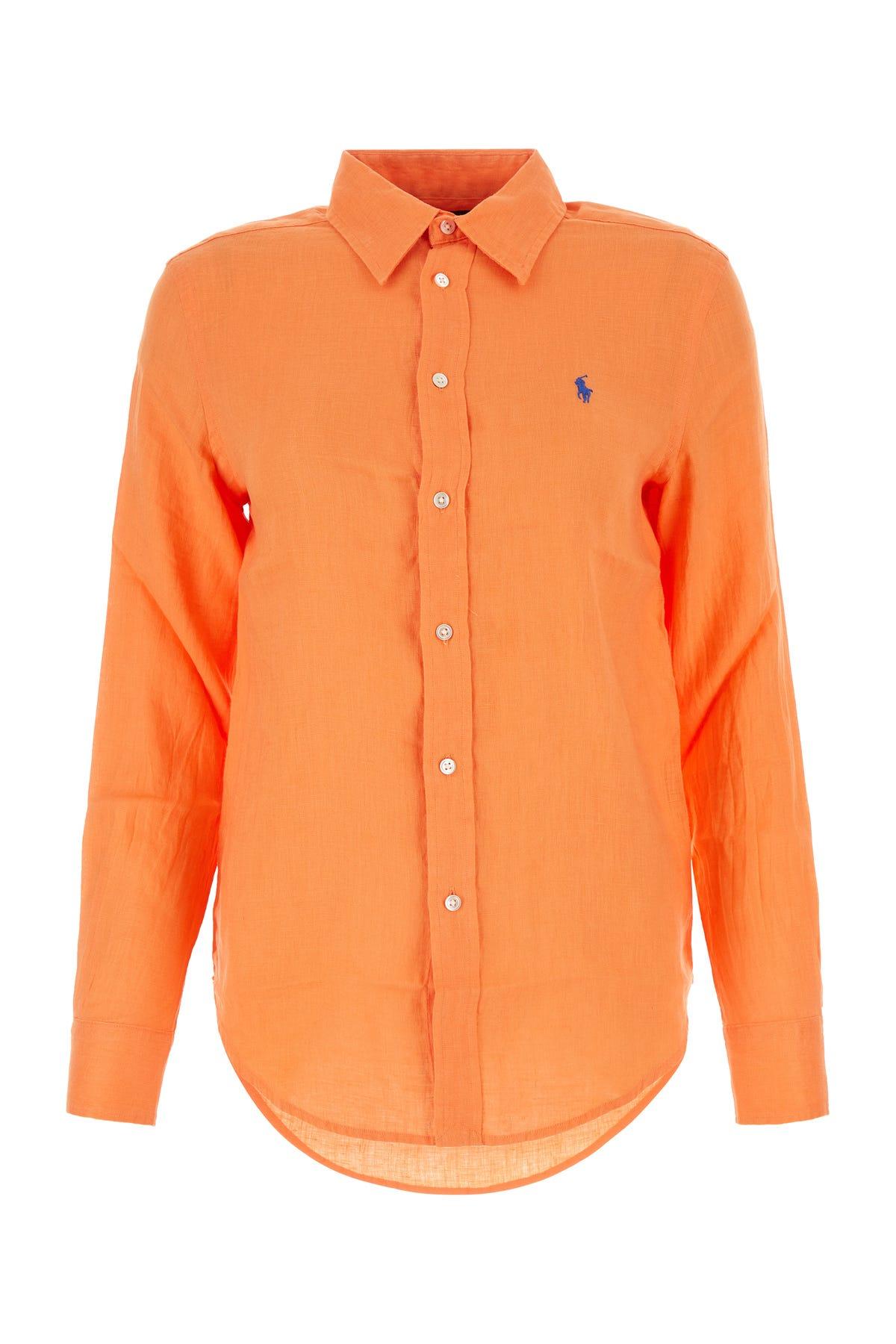 ラルフ・ローレン Lauren Ralph Lauren リラックスフィット Linen Shirt レディース シャツ トップス Orange Li リラックスド フィット リネンシャツ | POLO RALPH LAUREN