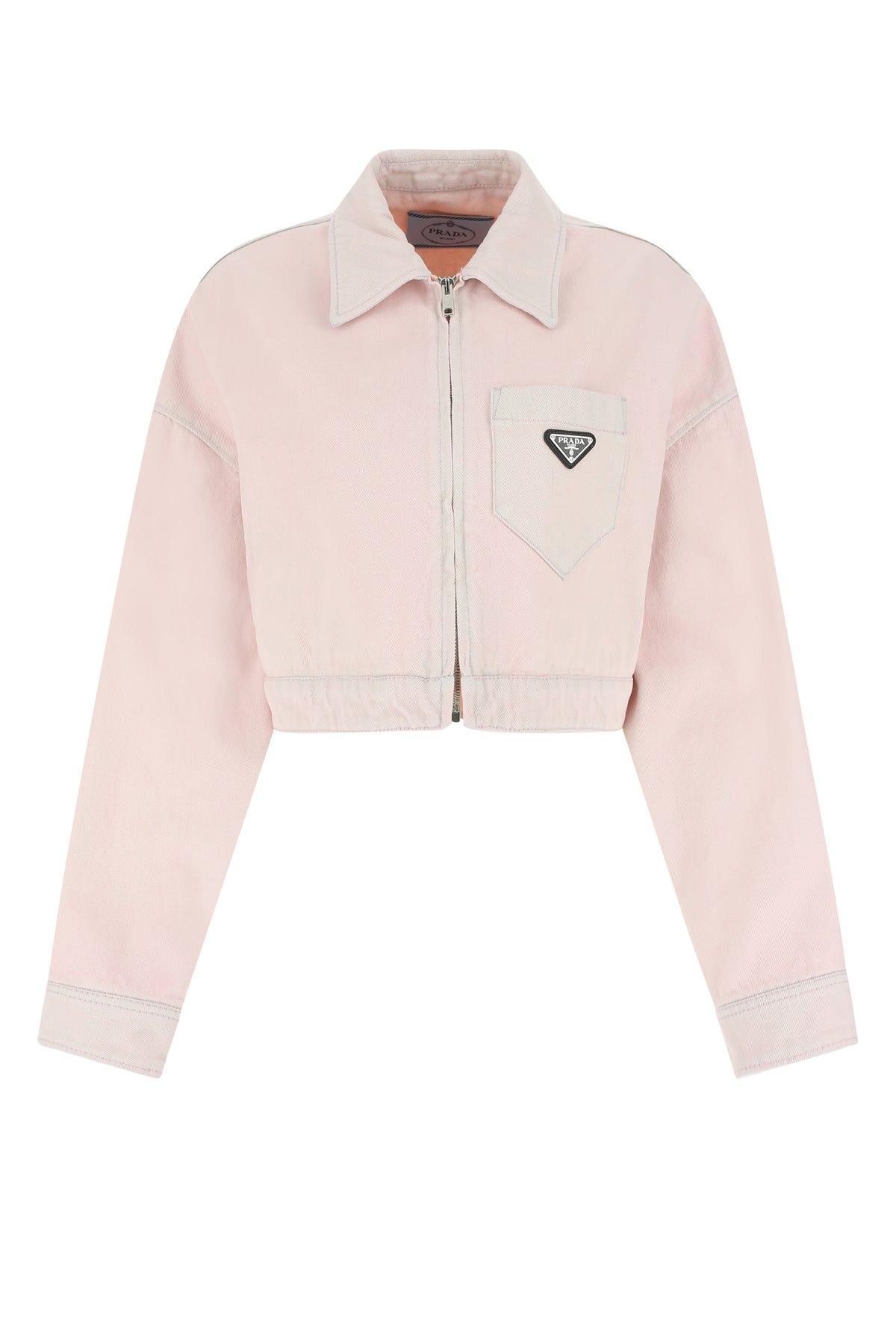 Prada Pastel Denim Oversize Jacket in Pink | Lyst