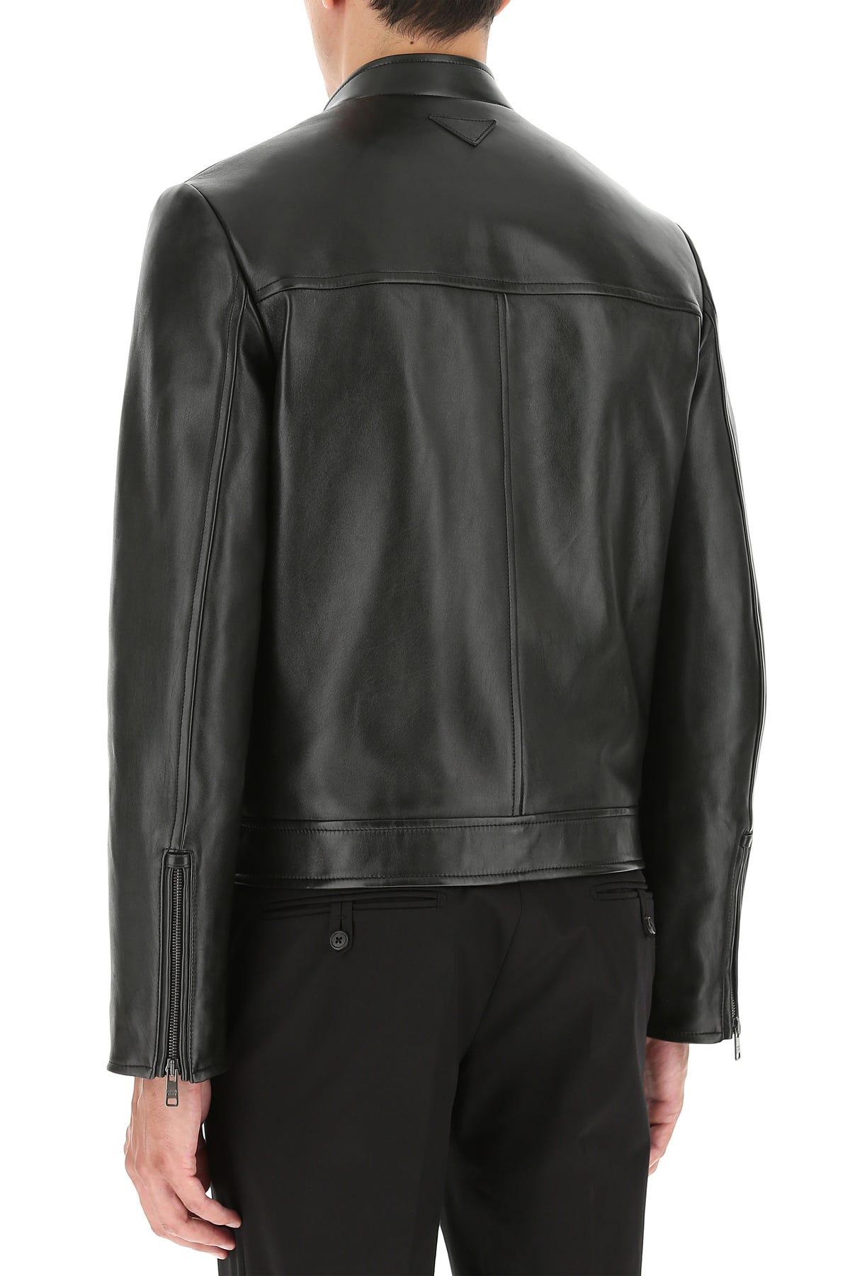 prada black leather jacket