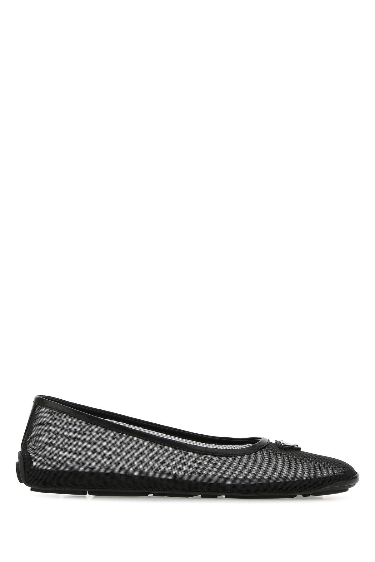 フラットシューズ PRADA White Mesh Ballerinas Leather ballet flats in white - Prada | Mytheresa