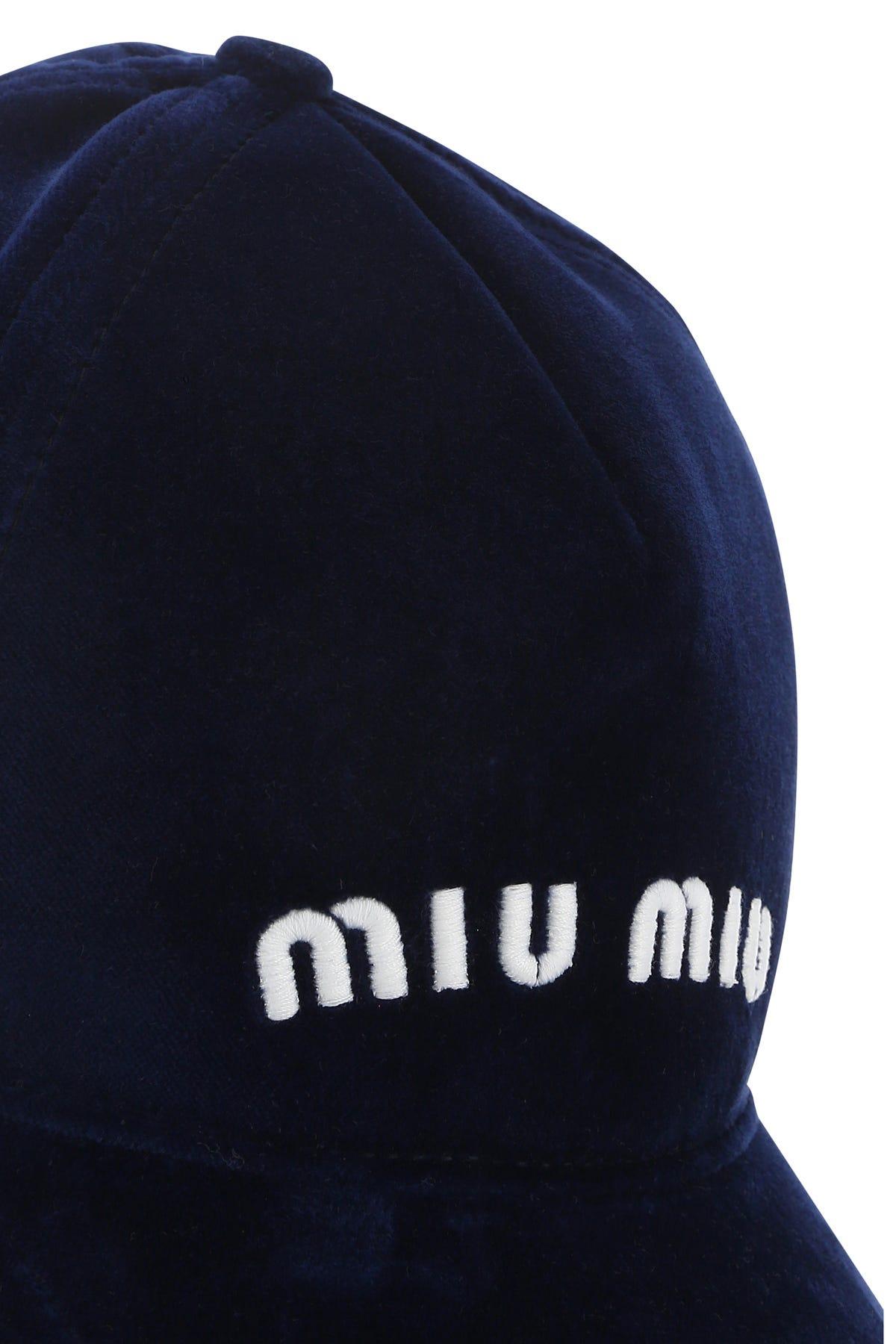 Miu Miu embroidered-logo Velvet Baseball Cap - Farfetch