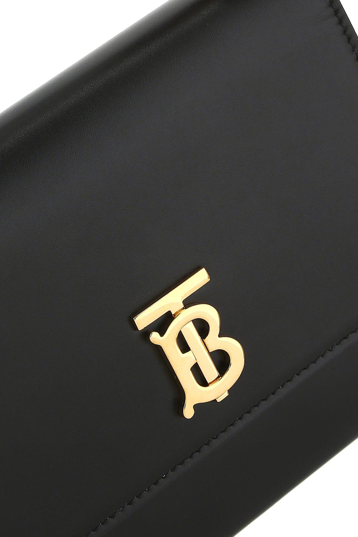 Burberry Black Leather Mini Tb Crossbody Bag | Lyst