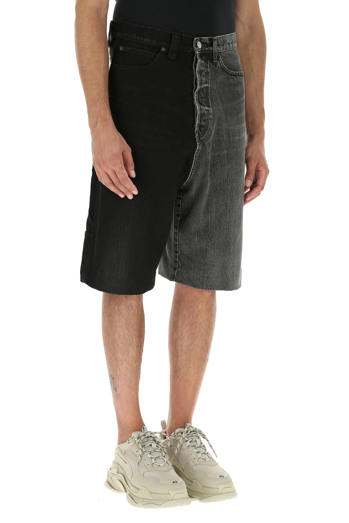 Balenciaga Two-tone Denim Bermuda Shorts in Black for Men - Save ...
