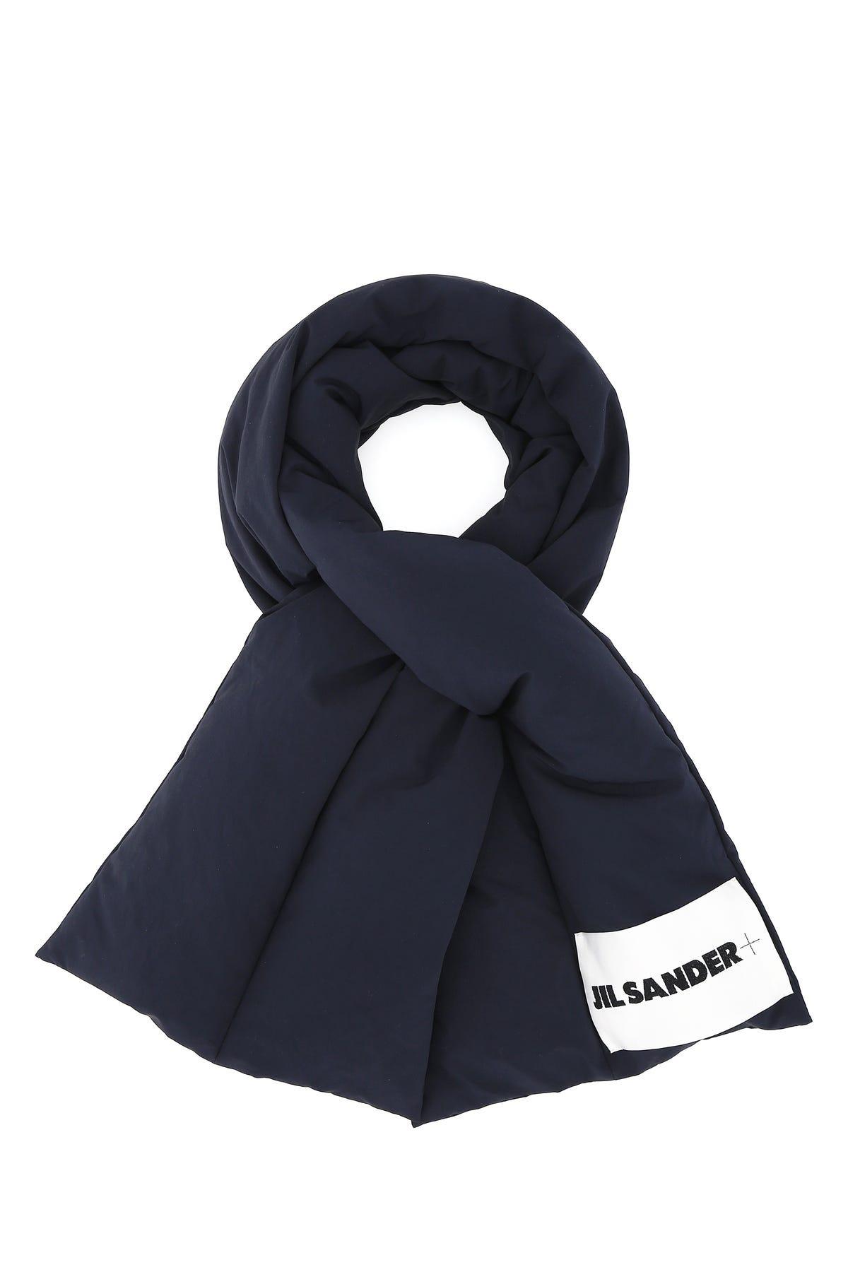 Jil Sander Logo Patch Wraparound Padded Scarf in Blue | Lyst