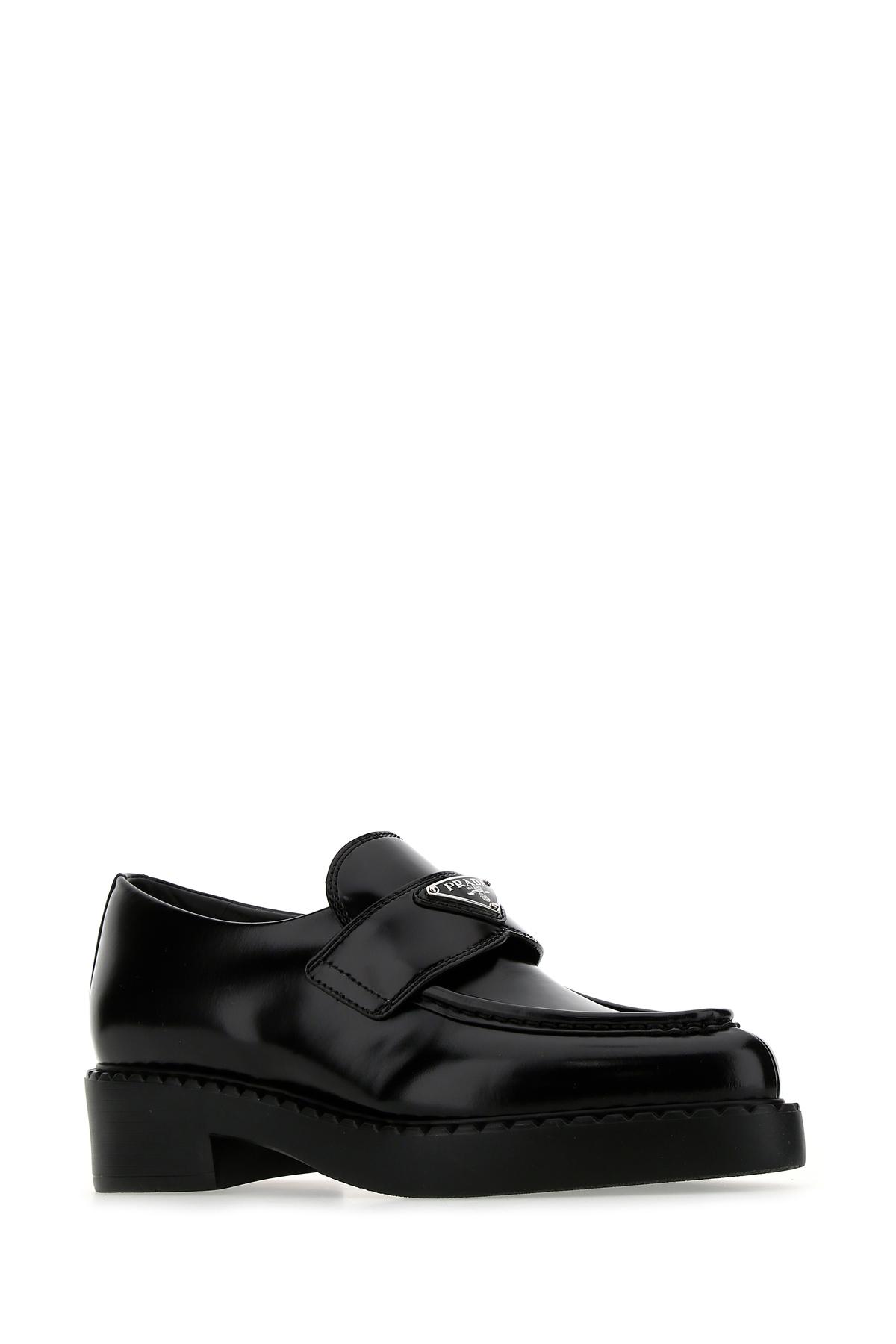 Prada Leather Loafers in Black | Lyst