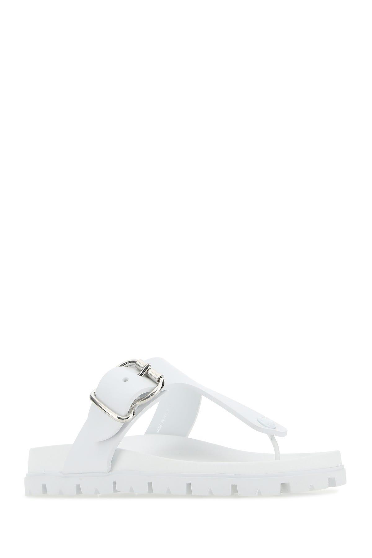 Prada White Rubber Thong Slippers | Lyst