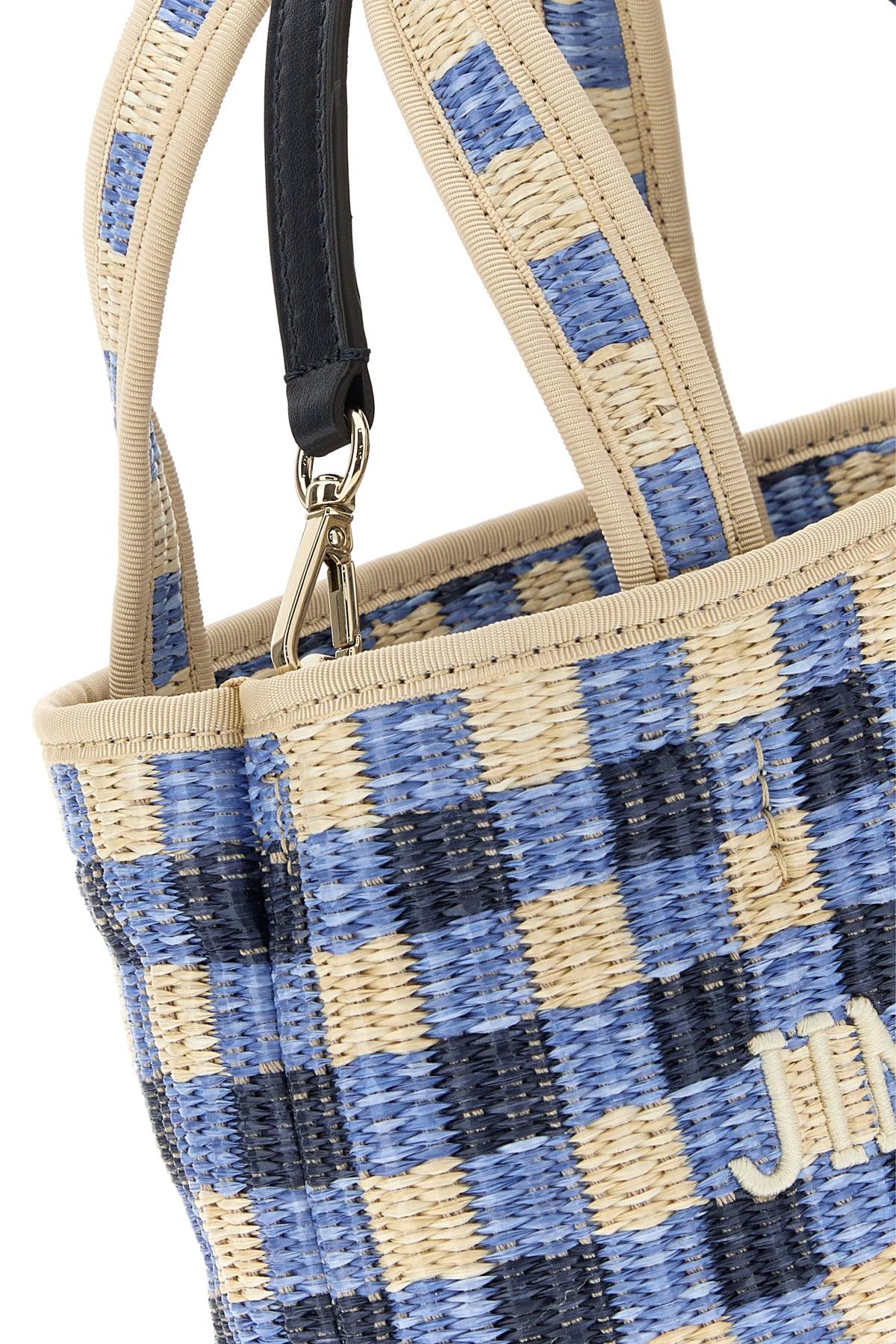 Jimmy Choo Embroidered Raffia Mini Beach Handbag in Blue | Lyst