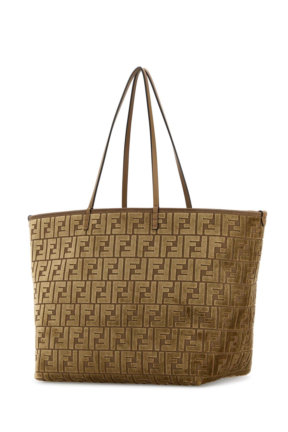 FENDI EMBROIDERED CHENILLE LARGE ROLL SHOPPING BAG