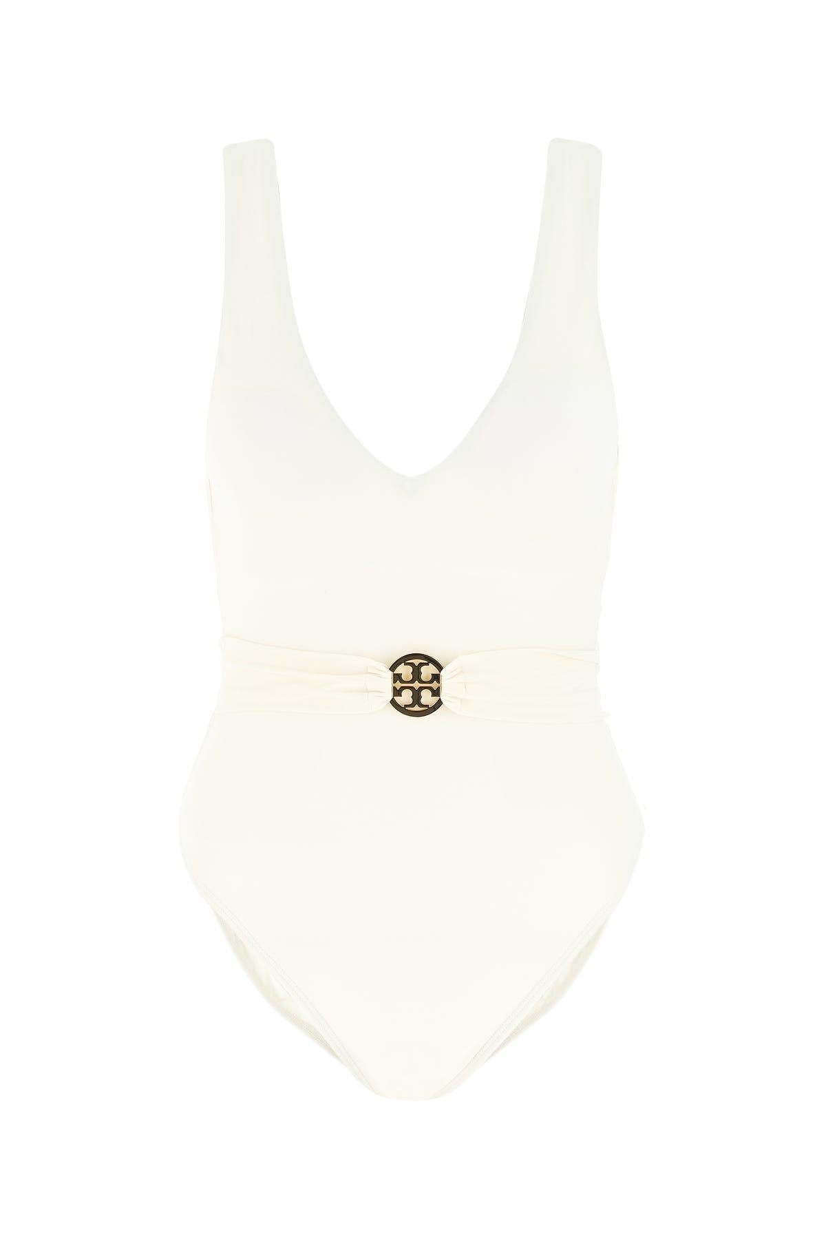 Tory Burch Synthetic Ivory Stretch Nylon Swimsuit in White - Lyst