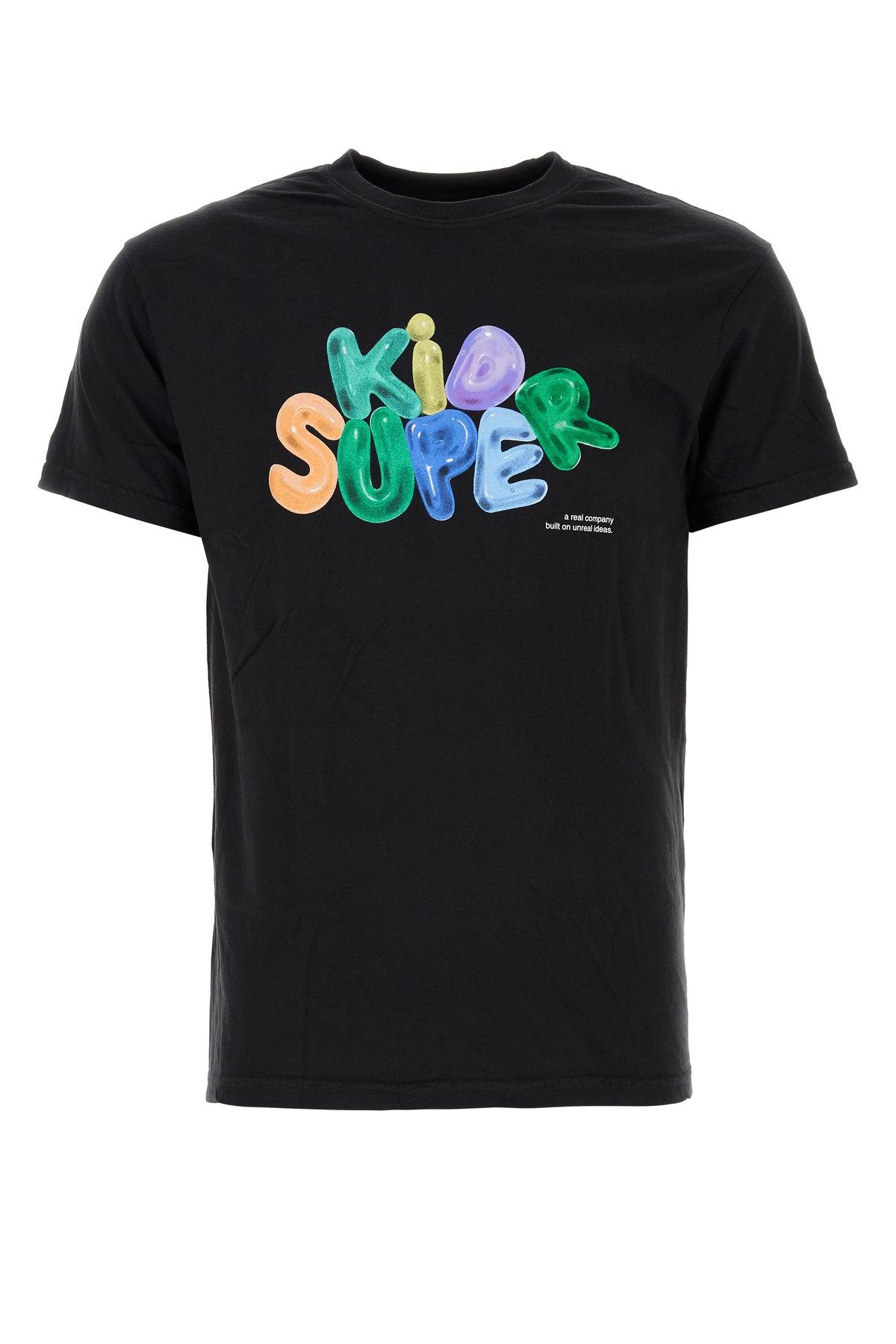 Tシャツ・カットソー KidSuper SS24 Black cotton t-shirt (SST10 BLACK) Spectrum Superhero – Organic cotton kids t-shirt | Building