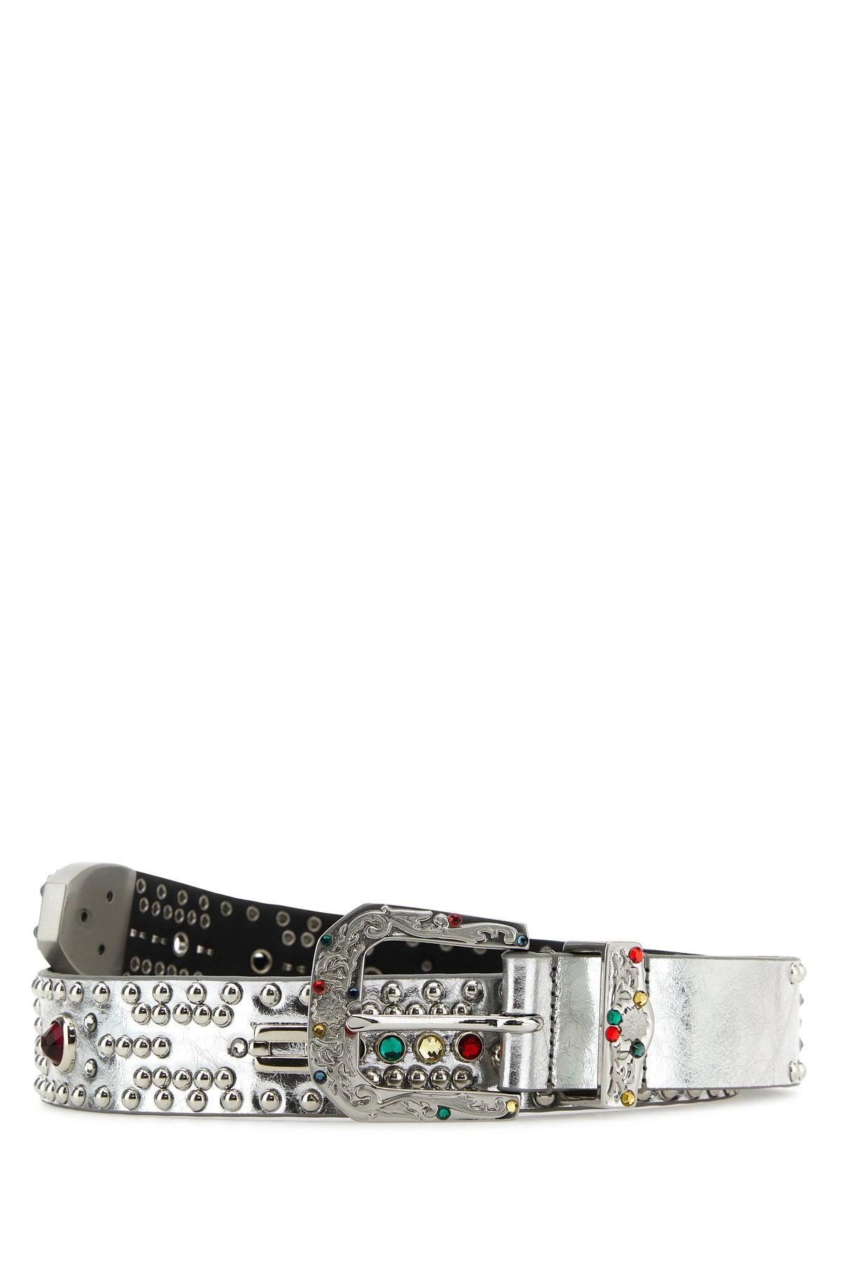 HTC Silver Leather Belt in White for Men | Lyst