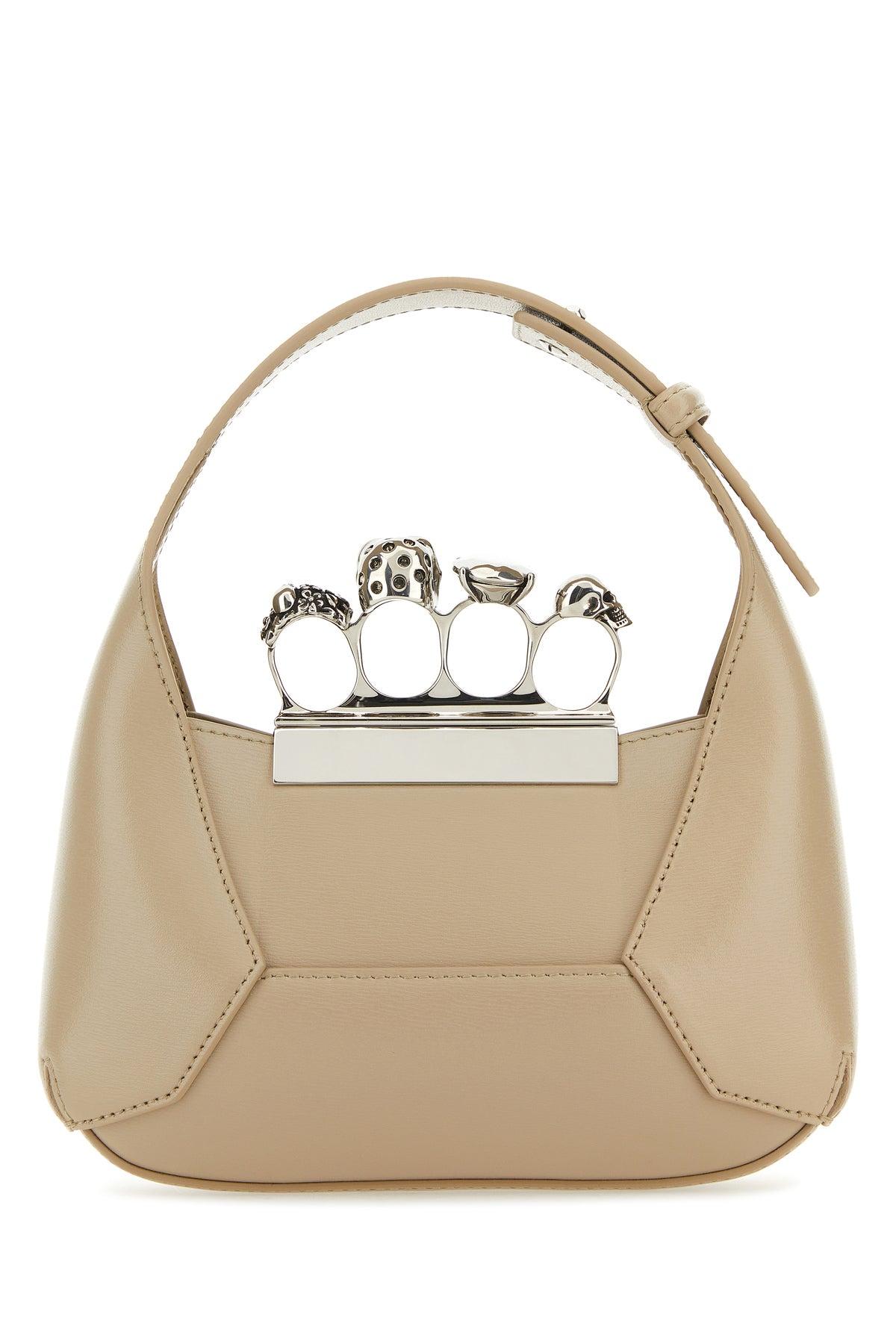 ハンドバッグ ALEXANDER MCQUEEN SAND LEATHER MINI JEWELLED HOBO HANDBAG McQueen Sand Leather Mini Jewelled Hobo Handbag in Metallic