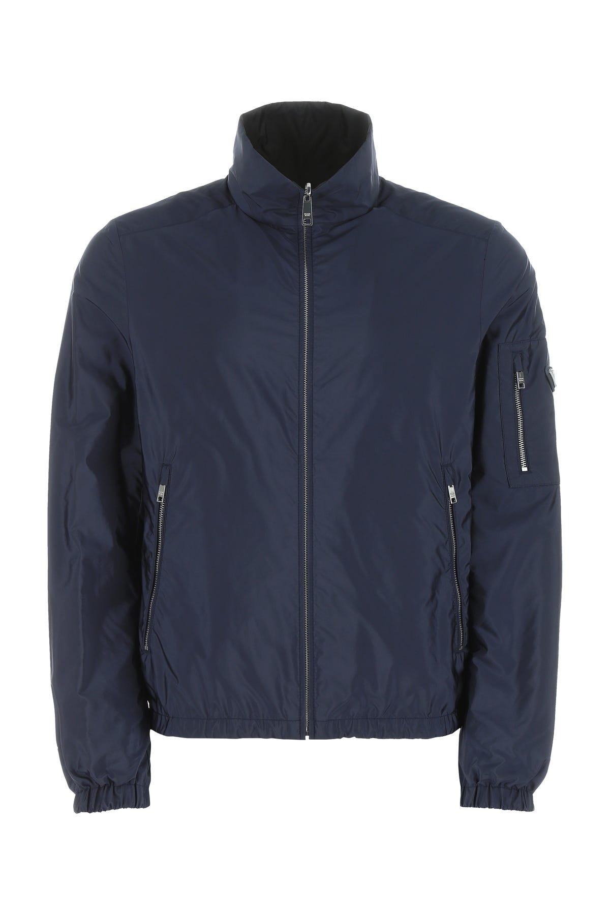 Prada Navy Nylon Reversible Jacket in Blue for Men | Lyst