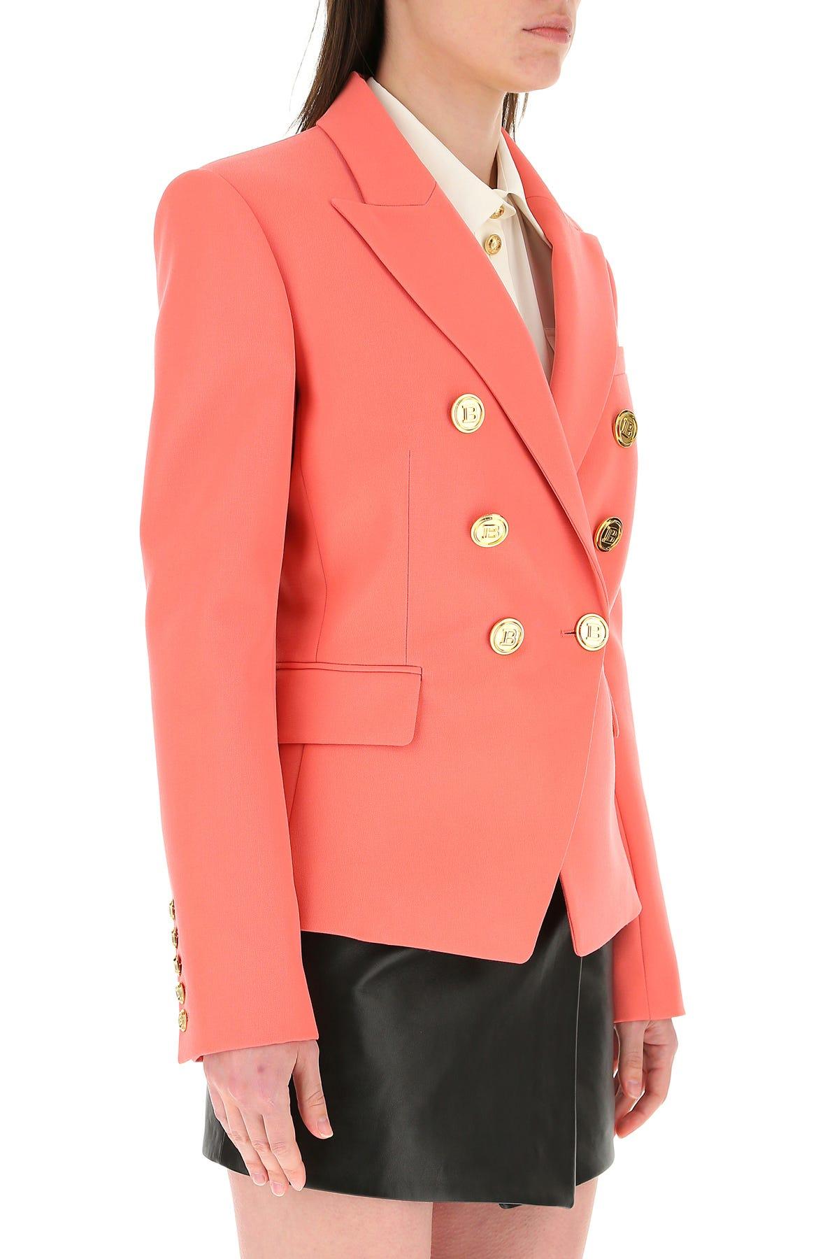 Balmain Salmon Wool Blazer in Pink | Lyst Balmain Salmon Wool Blazer in Pink | Lyst