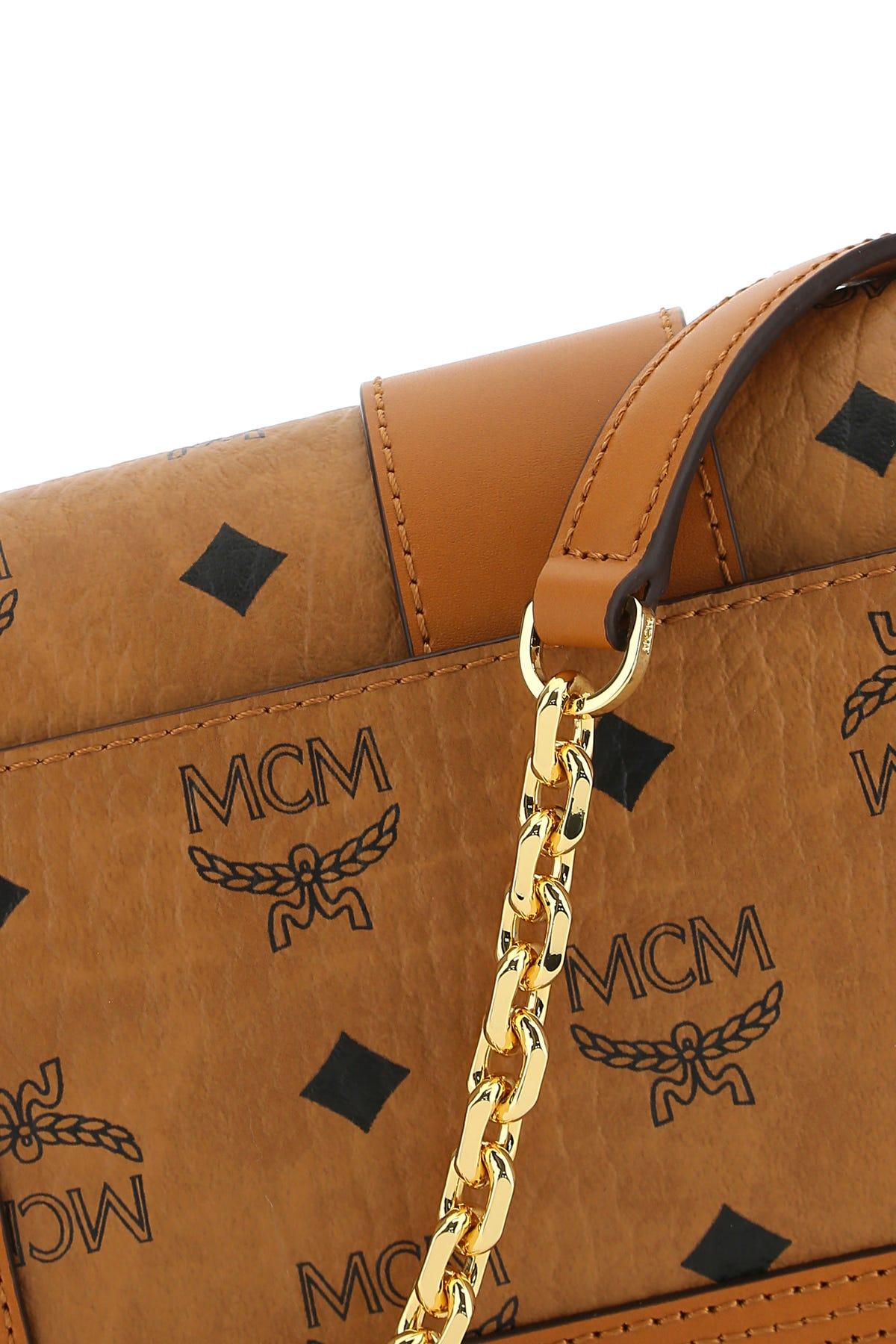 MCM Visetos Leather Vintage Shoulder Cross Body Bag Brown From