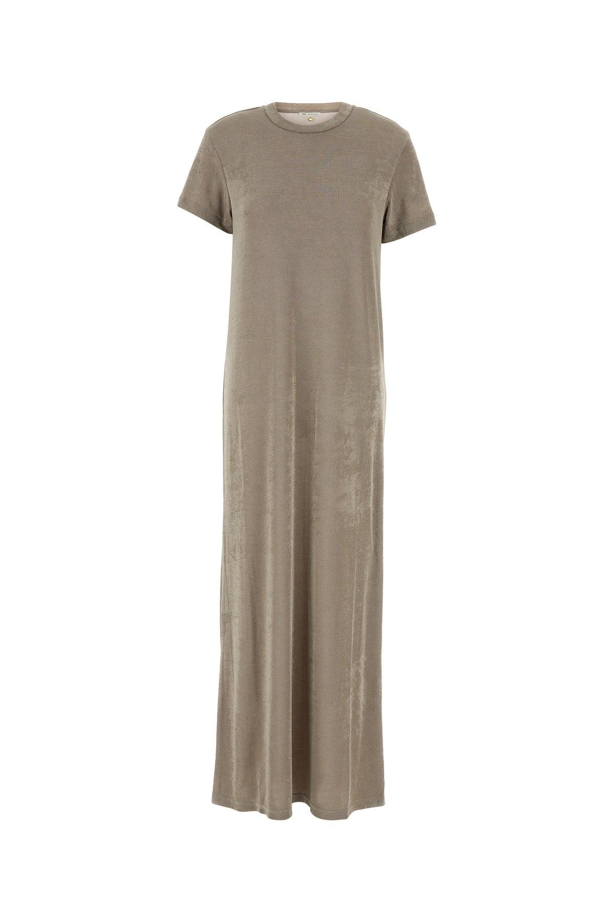 ワンピース Ami Khaki Stretch Polyester T-Shirt Dress Ami Paris Ami Khaki Stretch Polyester T-Shirt Dress in