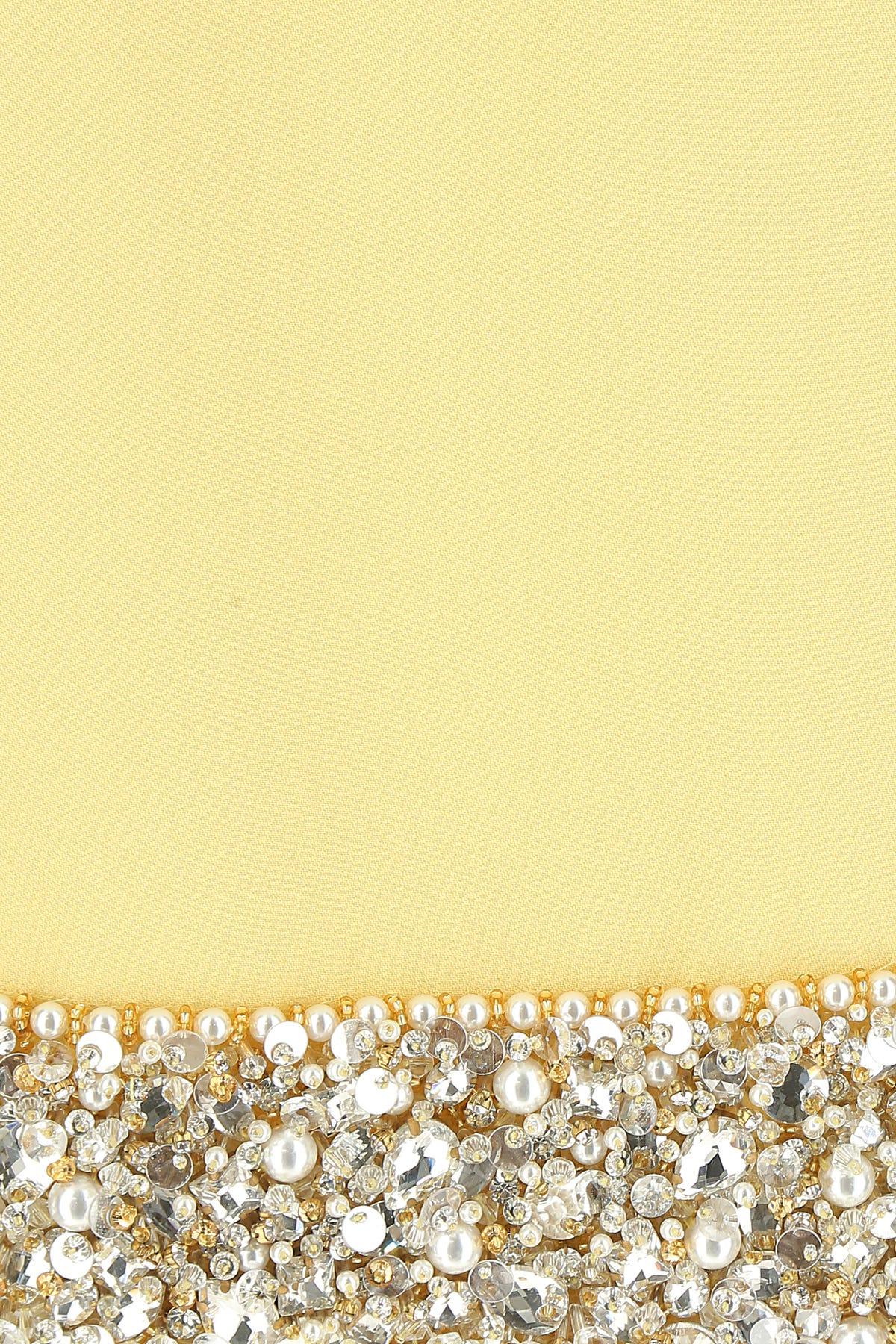 Miu Miu Pastel Crepe Mini Skirt In Yellow Lyst
