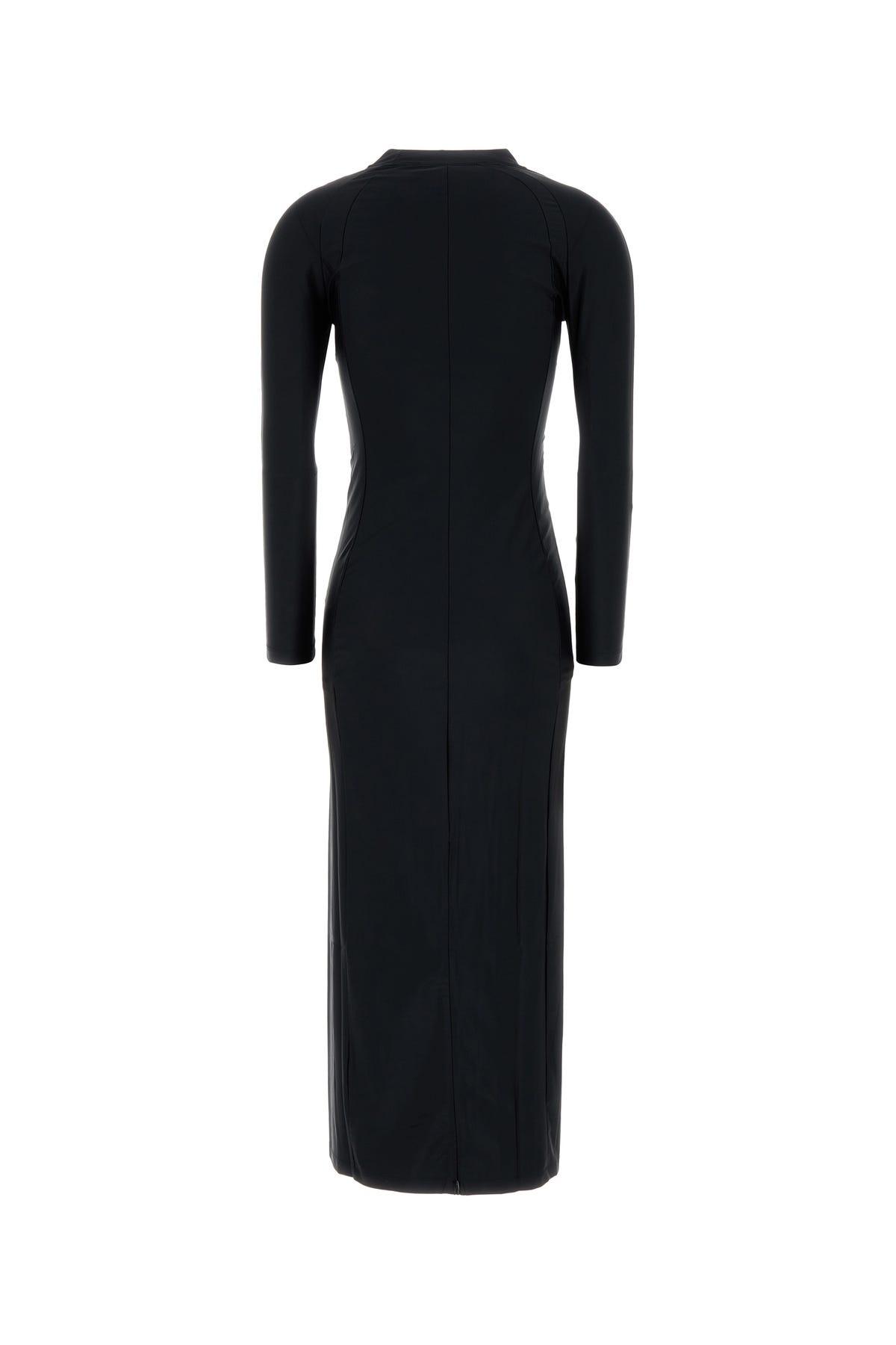 alexander wang long black dress long sleeve loungewear dress in ribbed cotton in WASHED BLACK