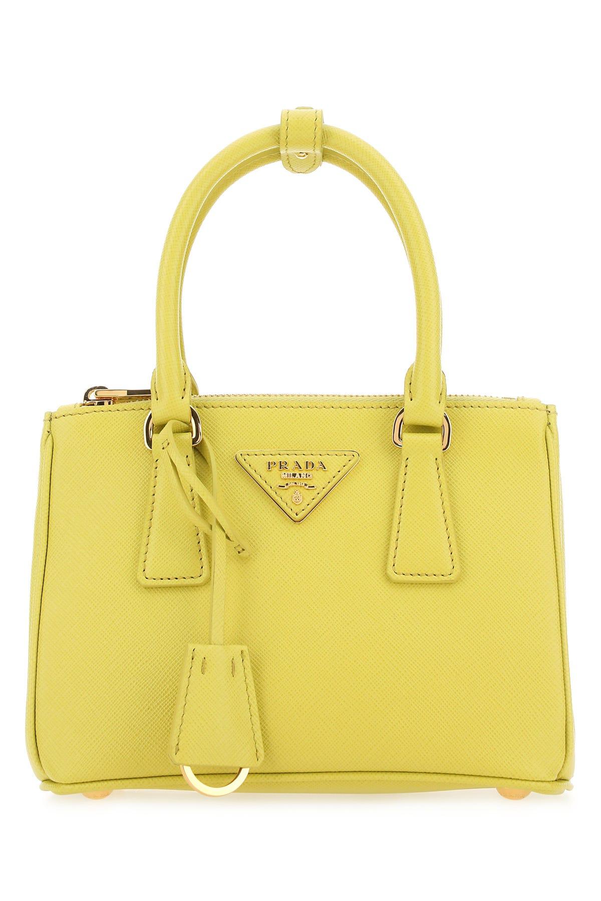 Prada Yellow Leather Handbag | Lyst